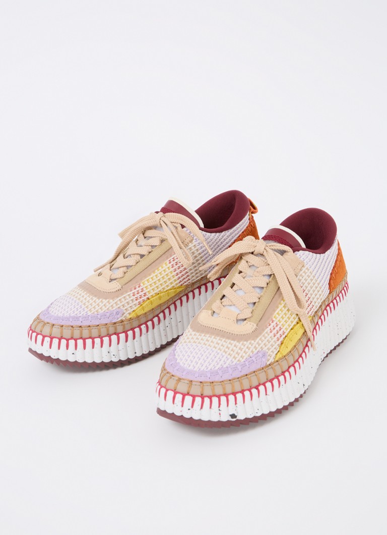 Chloé  Nama sneaker met gebreid bovenwerk en suède details