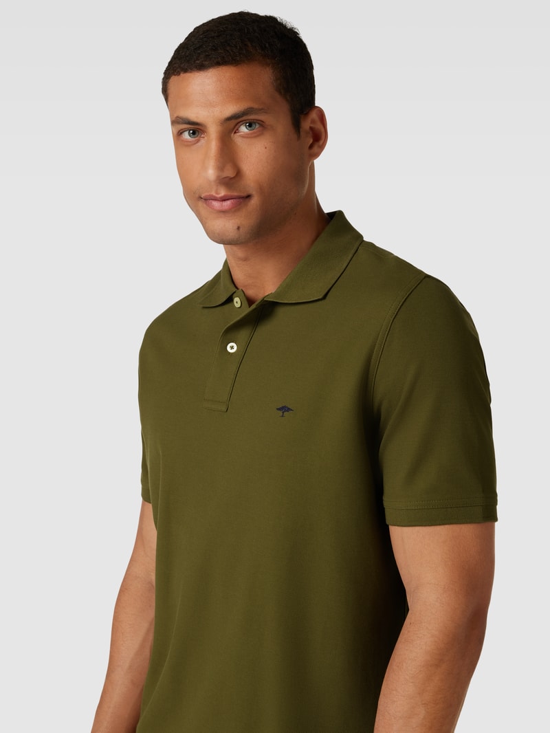 Poloshirt aus Baumwolle mit Label-Detail in olivgrün
