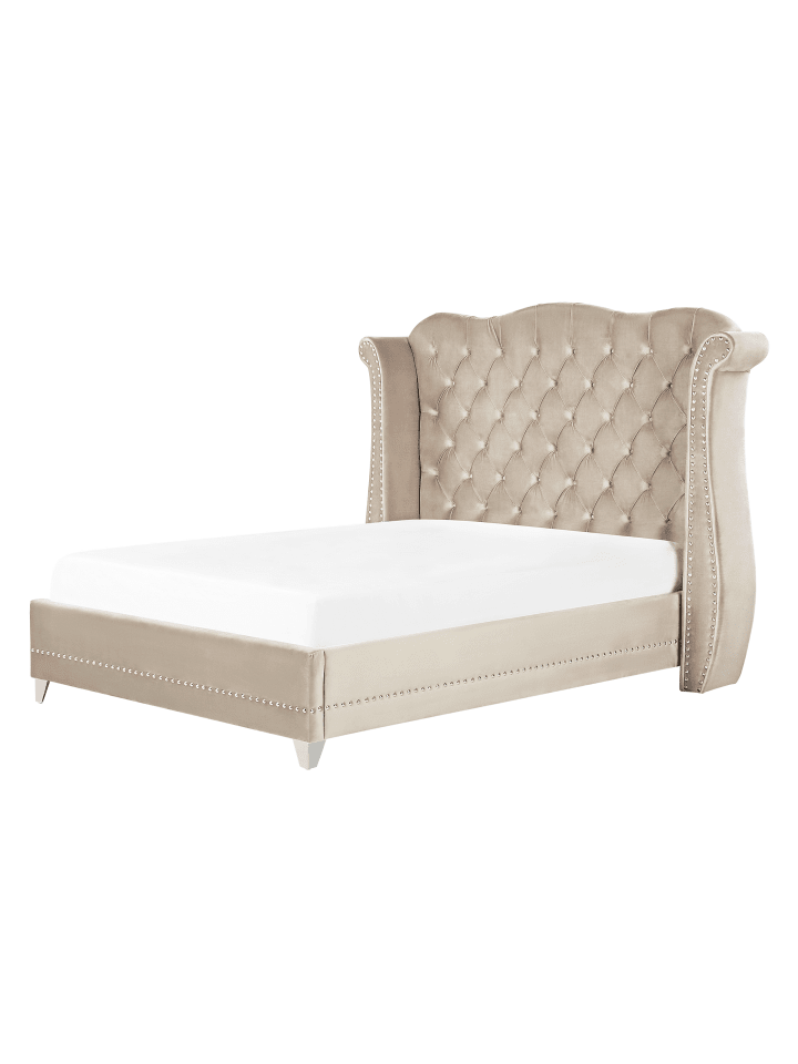 Beliani Doppelbett AYETTE in Beige - (W) 185 x (H) 154 x (L) 215 cm günstig kaufen onesize