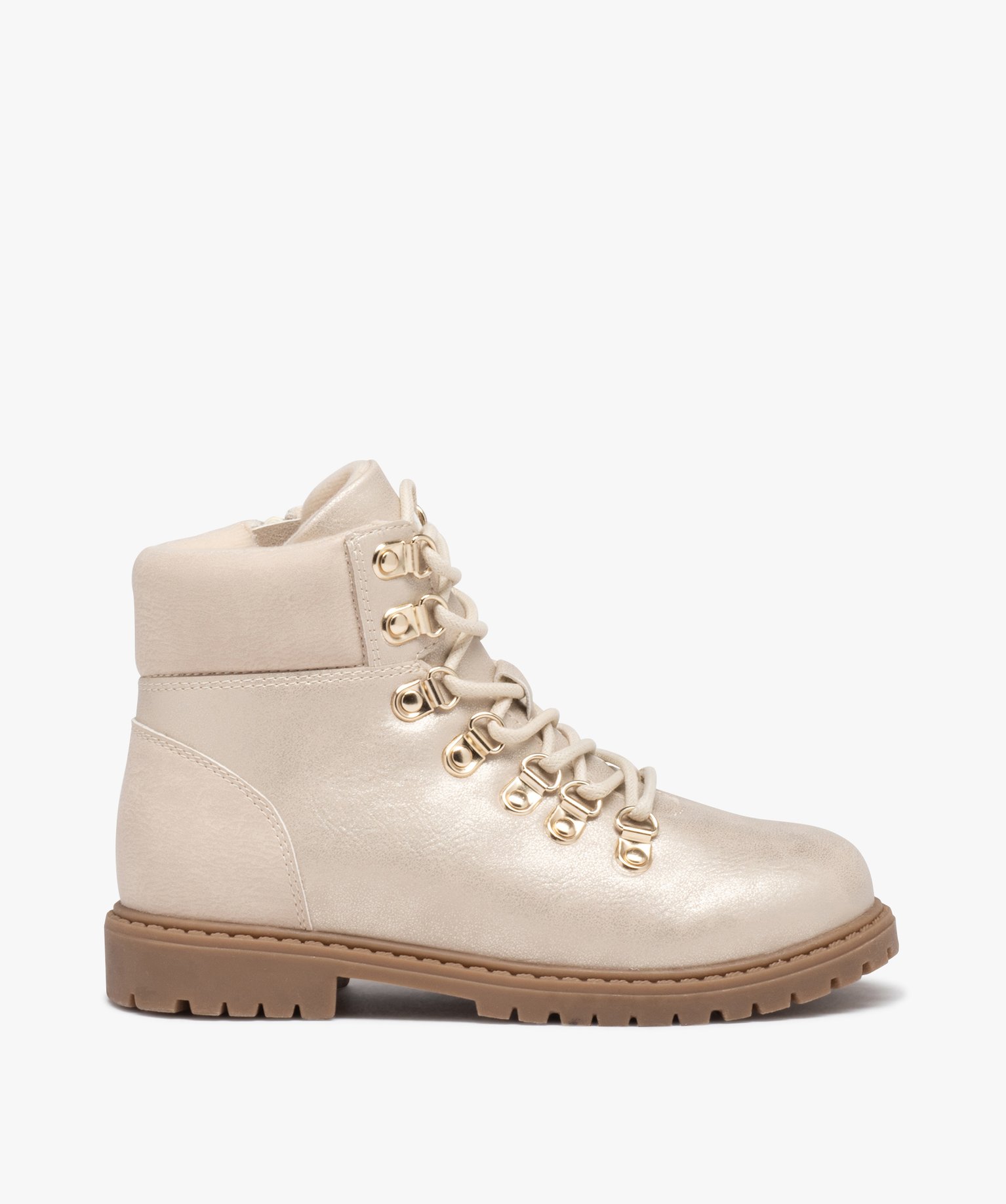 Boots irisés avec lacets montagne fille or | GEMO