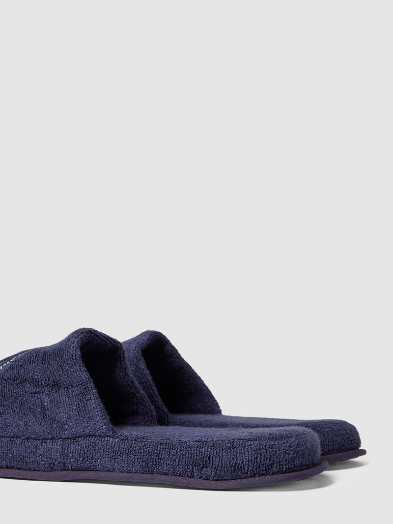 Hausschuhe mit Label-Stitching Modell 'CREST' in marineblau