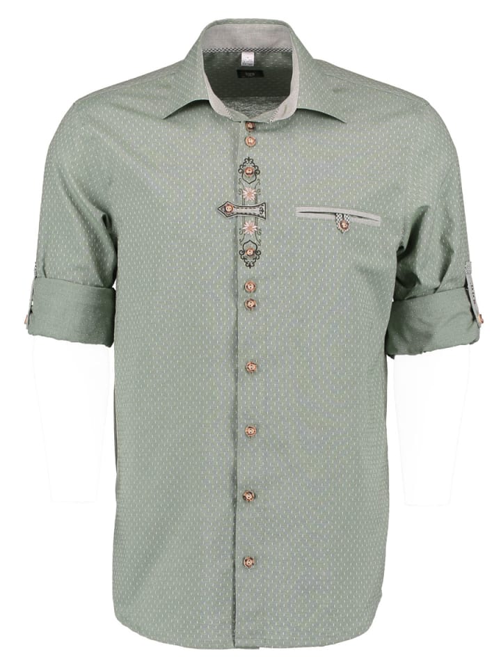 OS-Trachten Trachtenhemd Olore in khaki/schlamm günstig kaufen