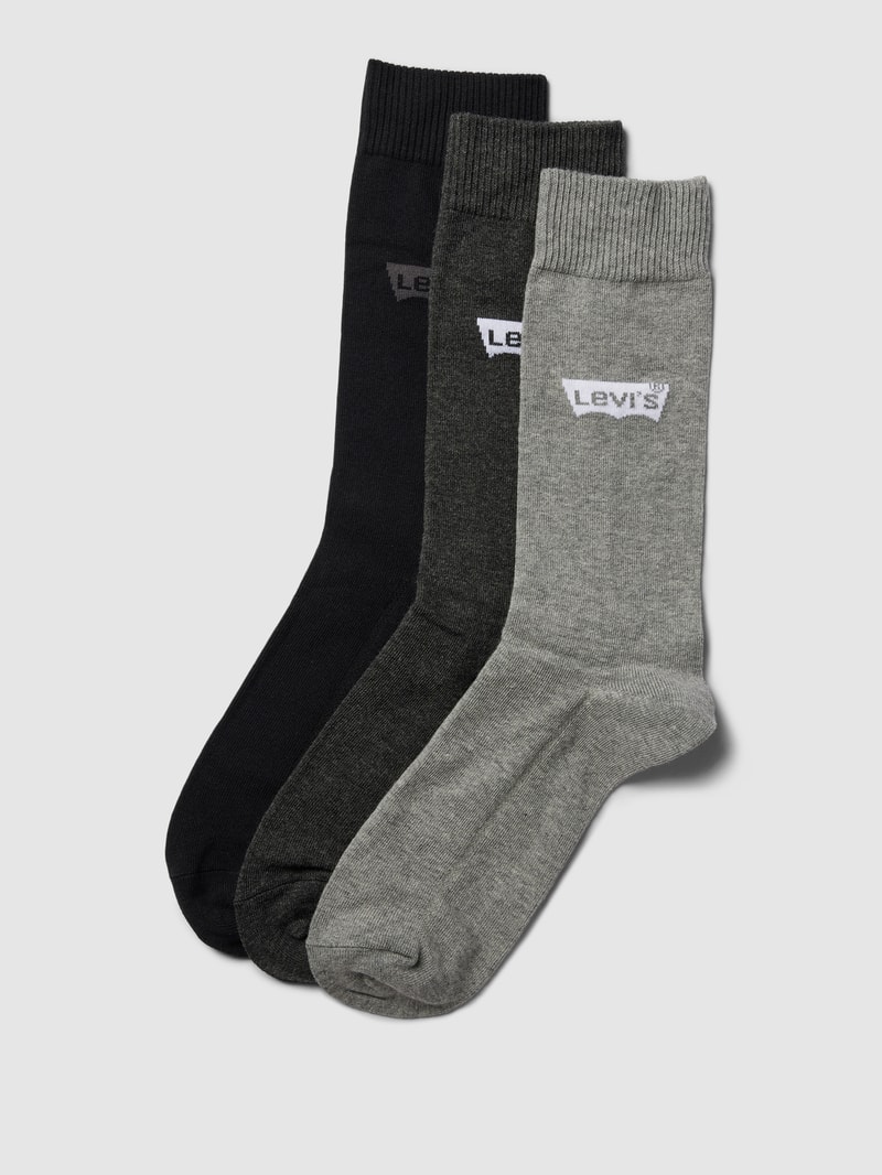 Socken mit Label-Details im 3er-Pack in mittelgrau meliert