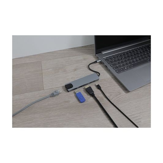 EDENWOOD USB-C-Hub 6-in-1 – HDMI, RJ45, USB 3.0 & PD-Ladefunktion