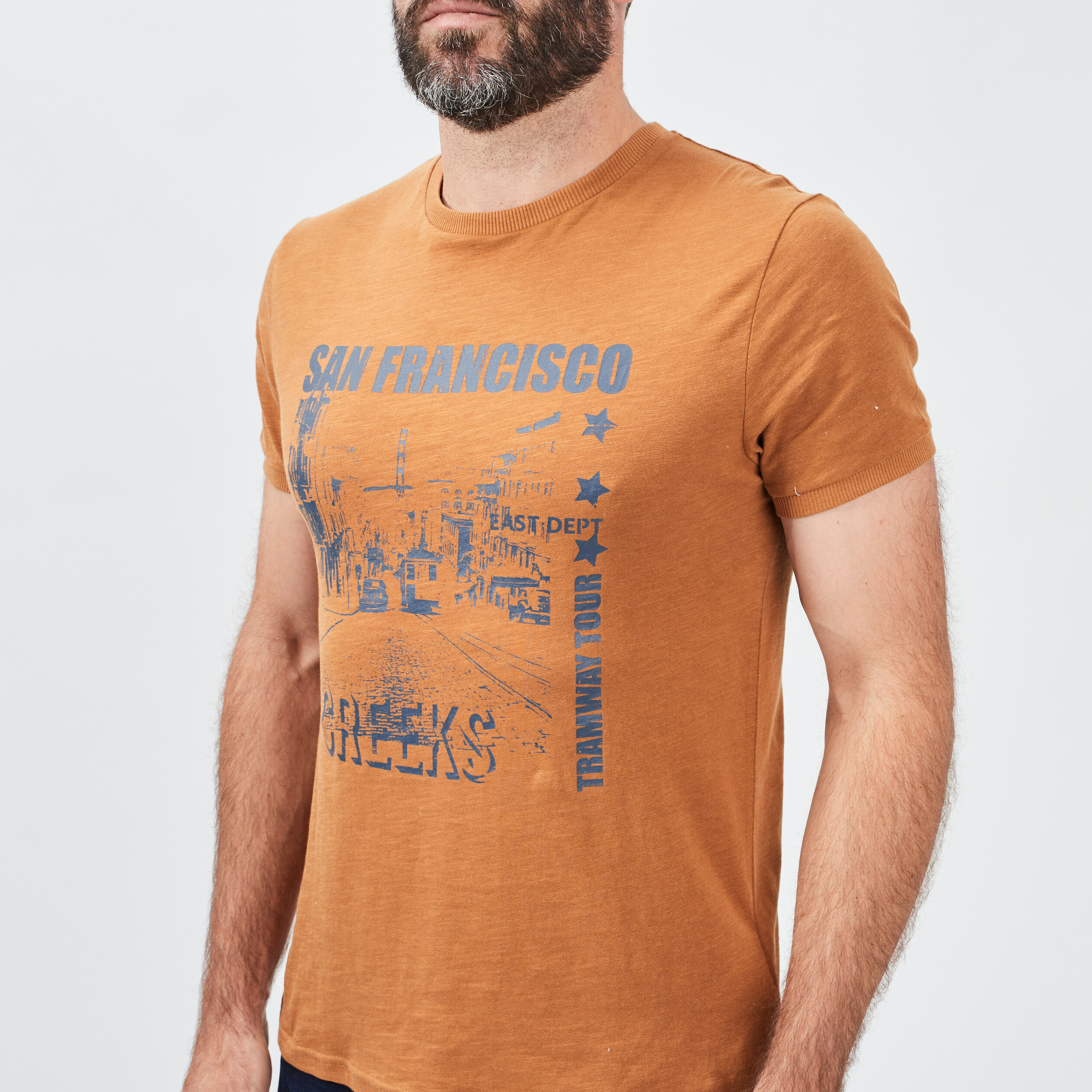 T-shirt manches courtes Creeks jaune moutarde homme | La Halle