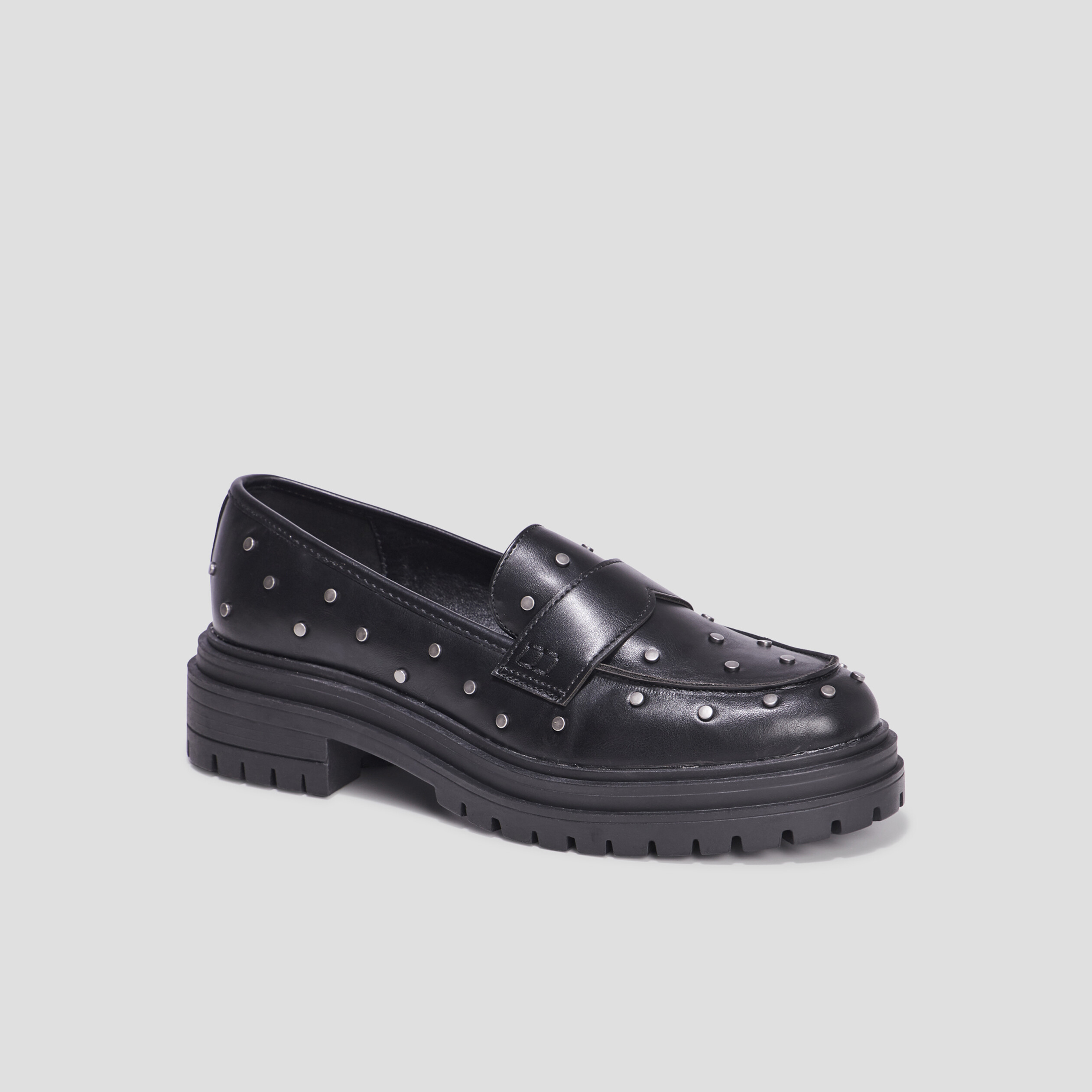 Mocassins crantés à clous noir femme | La Halle