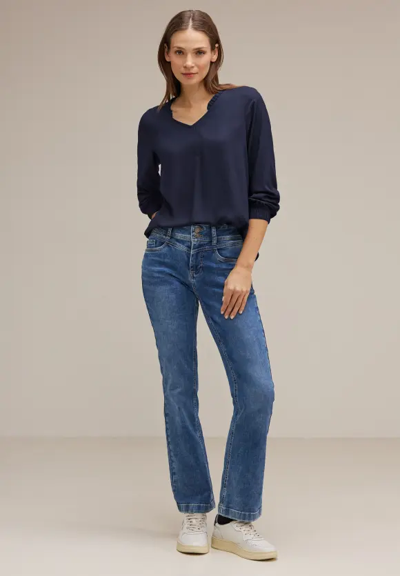 Street One Unifarbene Bluse mit Rüschen