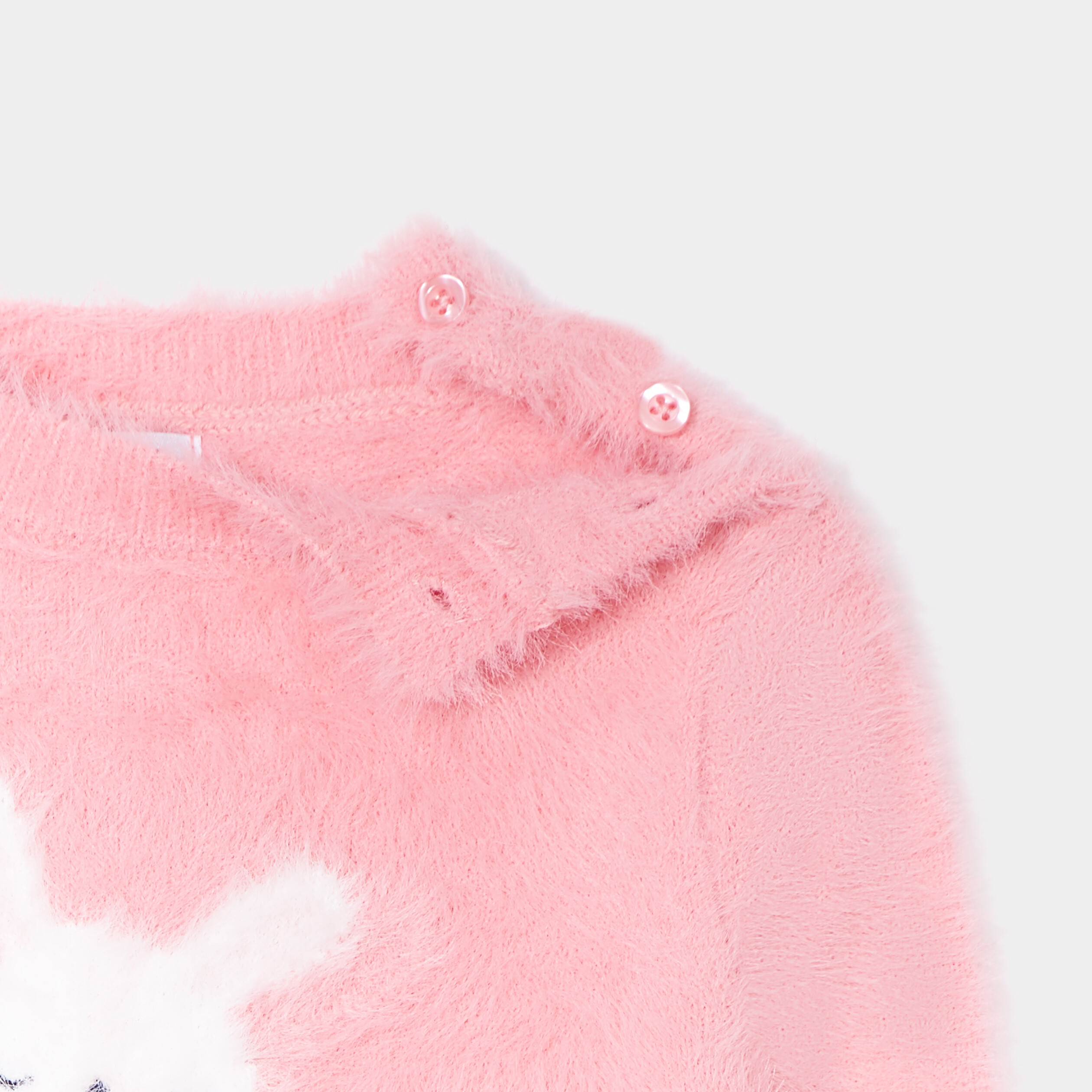 Pull droit mailles duveteuses Kimbaloo rose bébé fille | La Halle