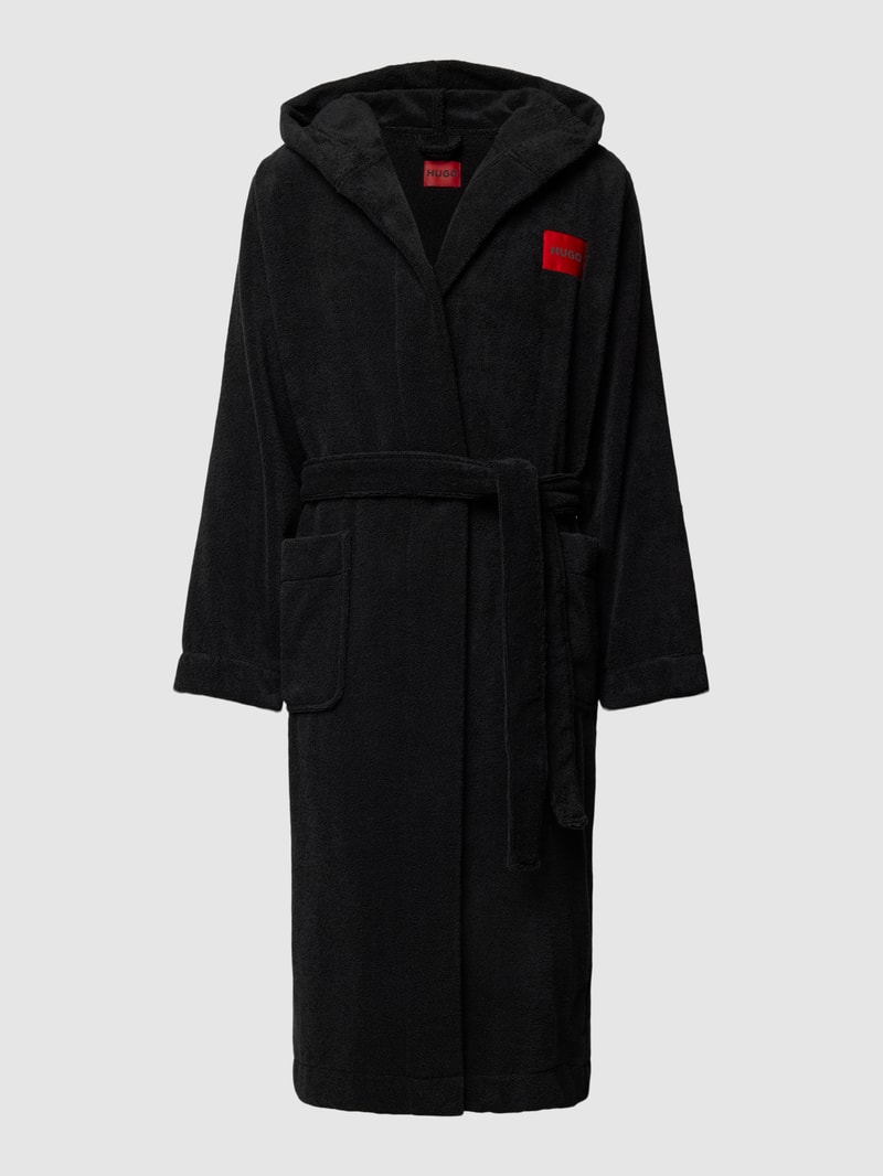 Bademantel mit Reverskragen Modell 'Terry' in schwarz