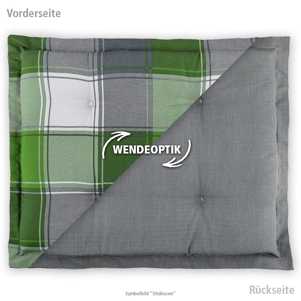 Solax Sunshine Wendeoptik-Stuhlkissen, Karo Grau-Grün - 2er-Set
