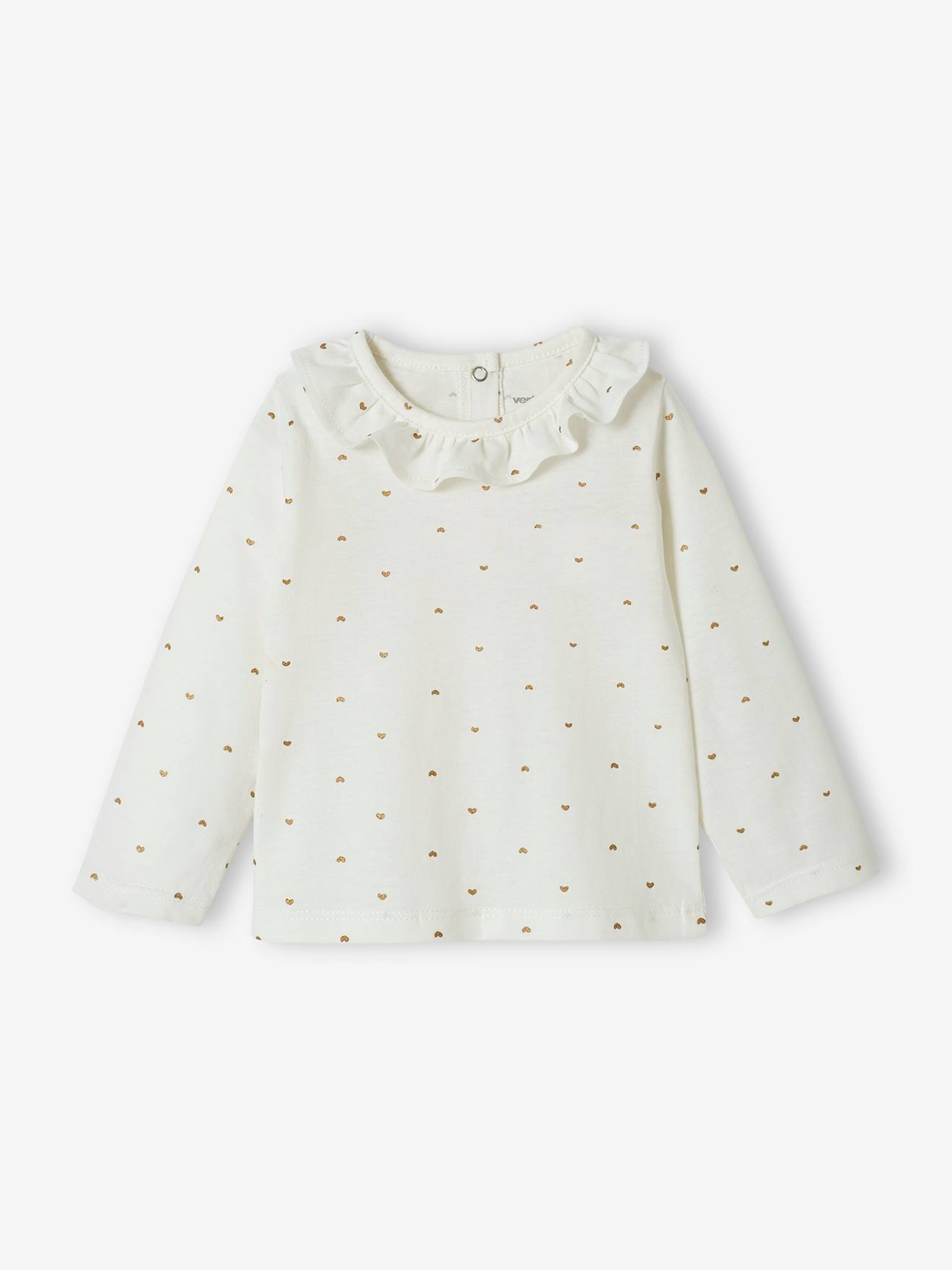 T-shirt col volanté bébé fille personnalisable rose pâle