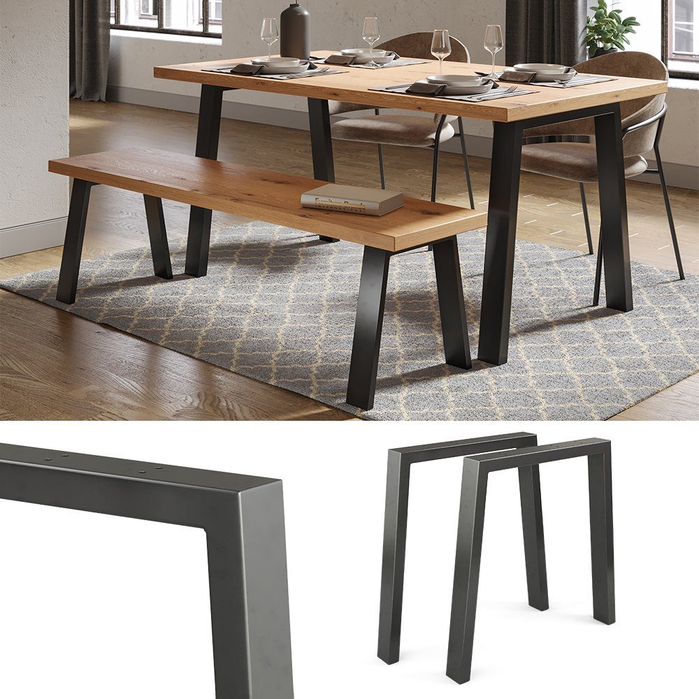 Vicco Tischbein Tischkufen U-Form LOFT 72cm 2-er Set