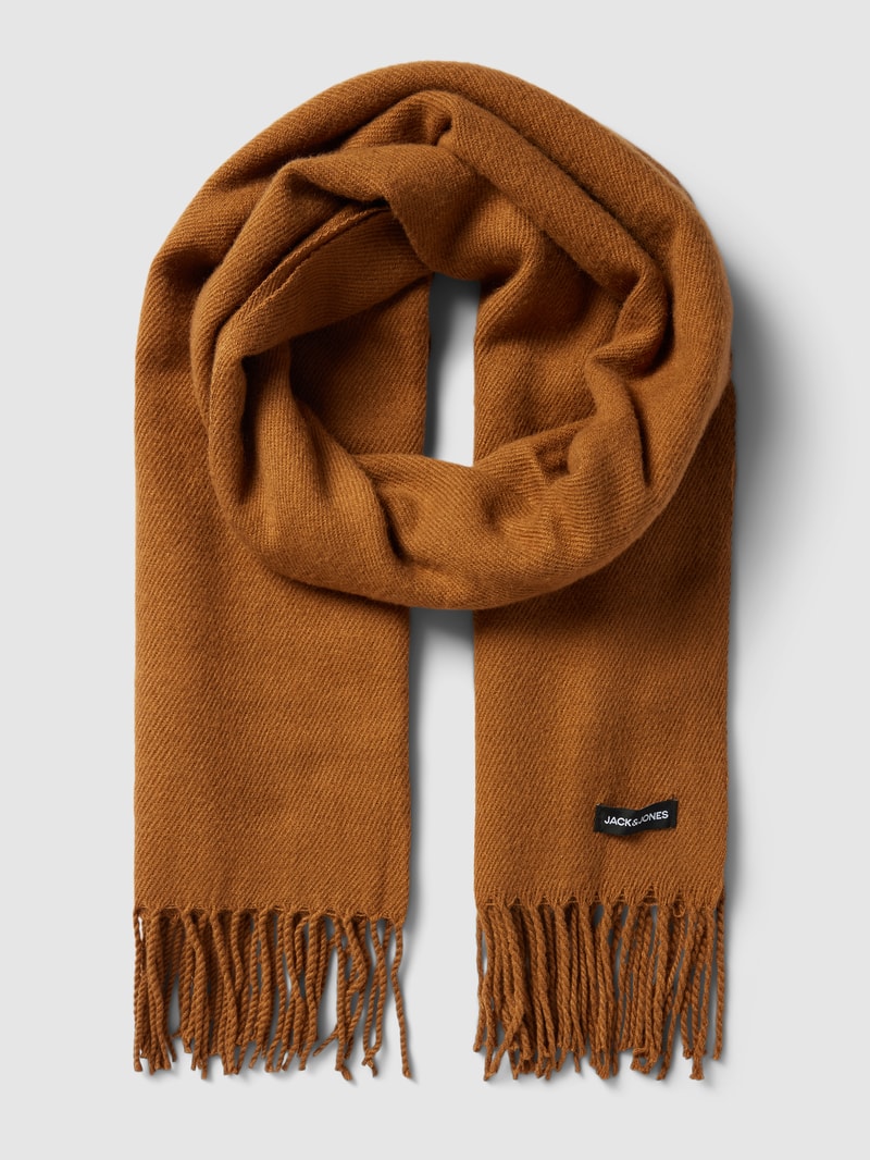 Schal mit Fransen und Label-Detail in camel