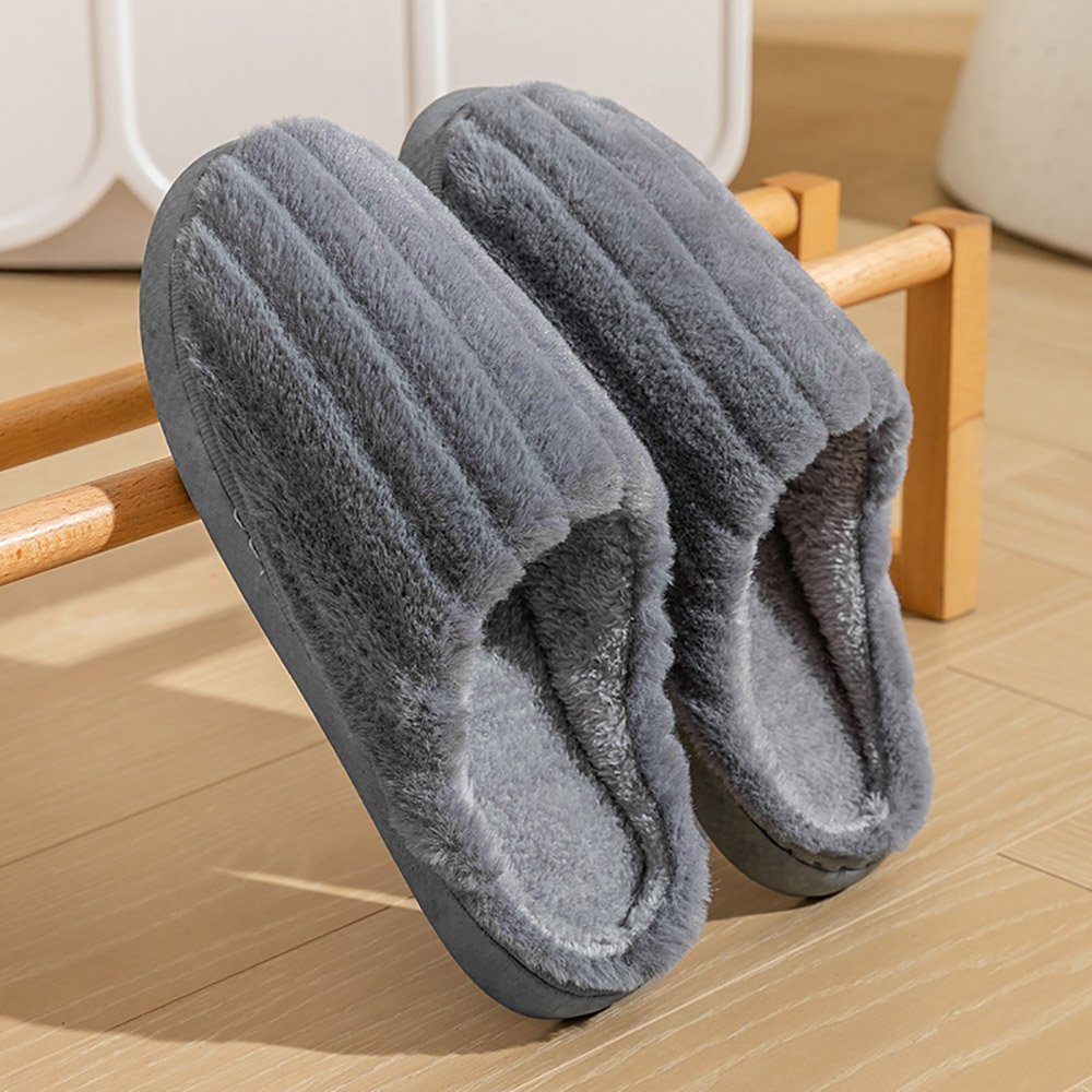 Deliana.home Winterpantoffeln aus Baumwolle, innen rutschfest Plüsch Hausschuhe (1-tlg., Rutschfeste Sohle) Warm gefütterte, weiche Winterpantoffeln