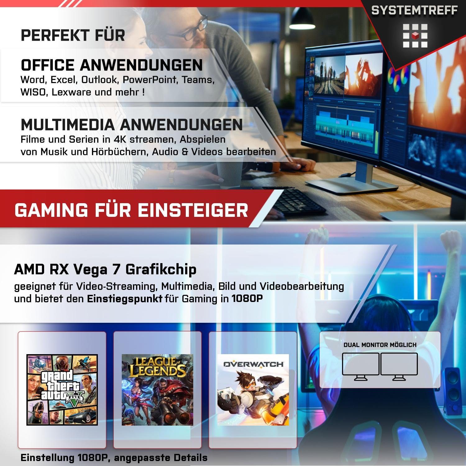 SYSTEMTREFF Gaming-PC (AMD Ryzen 5 5600G, RX Vega 7, 32 GB RAM, 1000 GB SSD, Luftkühlung, Windows 11, WLAN)