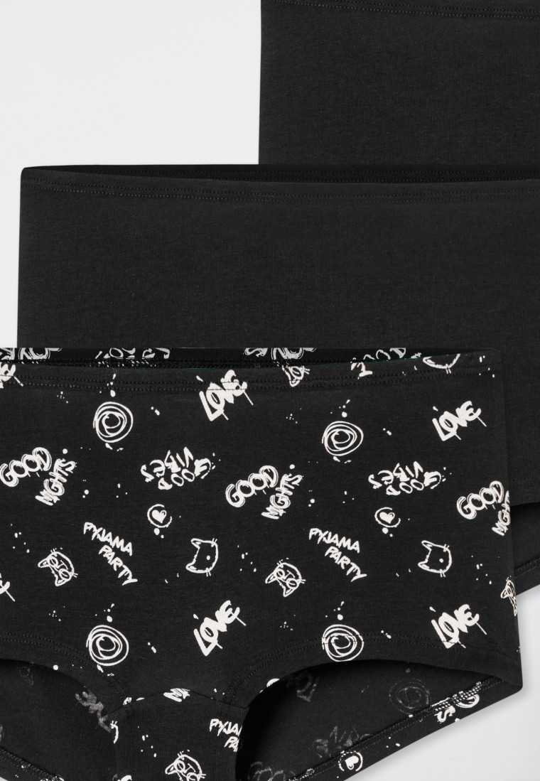 Shorts 3er-Pack Organic Cotton schwarz bedruckt - 95/5