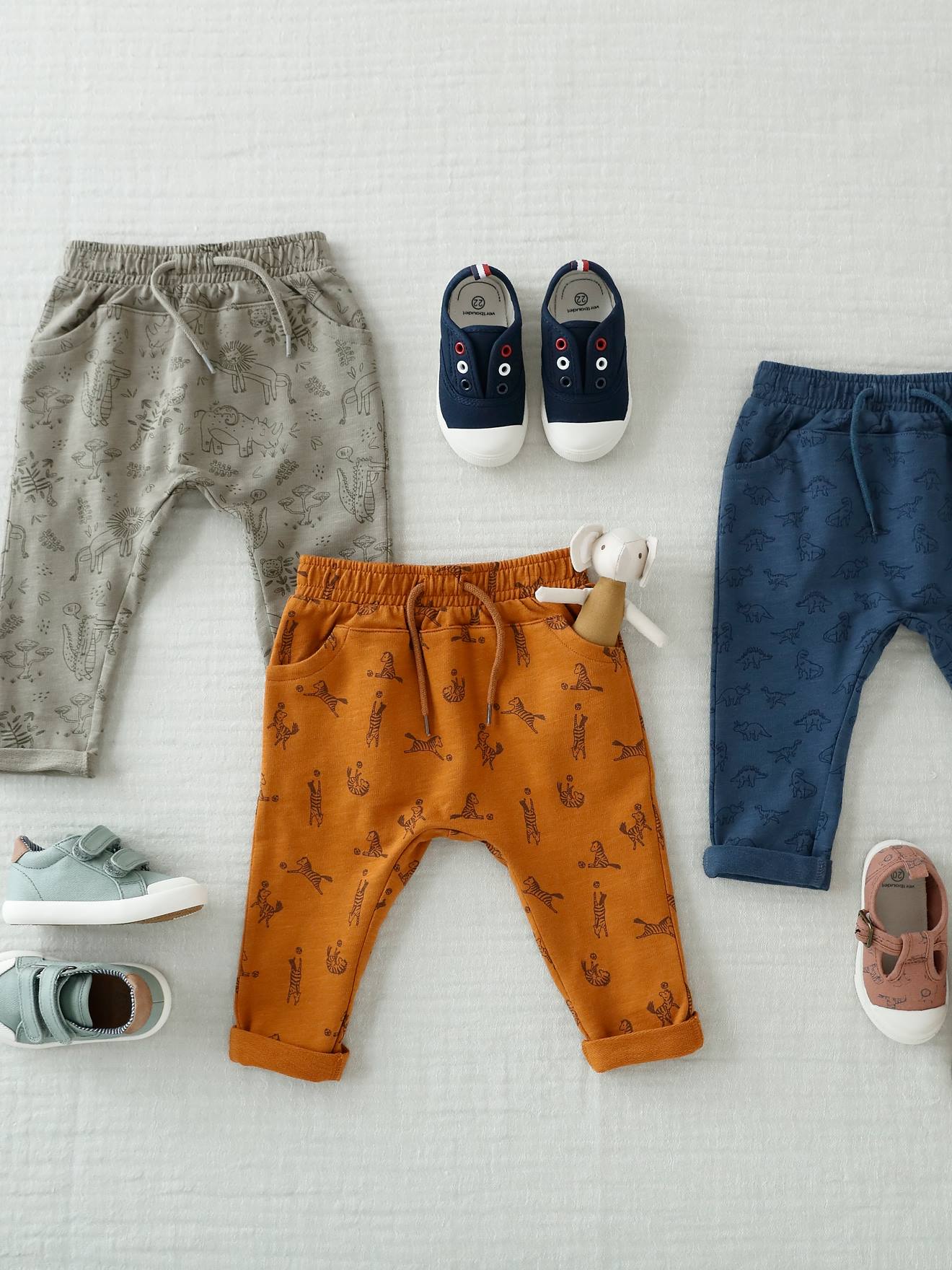 Pantalon molleton bébé garçon caramel imprimé