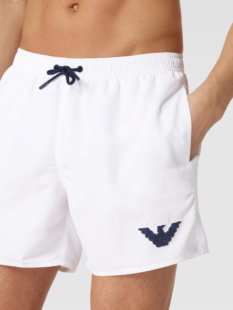 Badehose mit Label-Patch Modell 'SPONGE EAGLE' in weiß