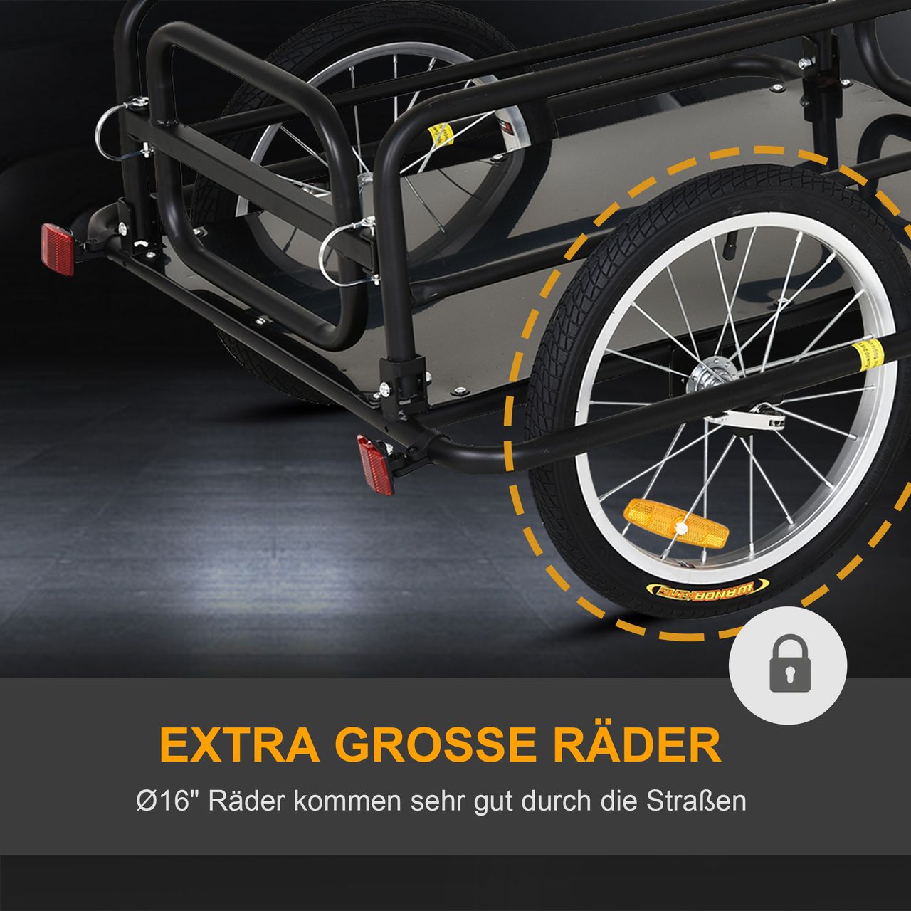 HOMCOM Fahrradanhänger Lastenanhänger für Fahrrad 40kg Belastbarkeit