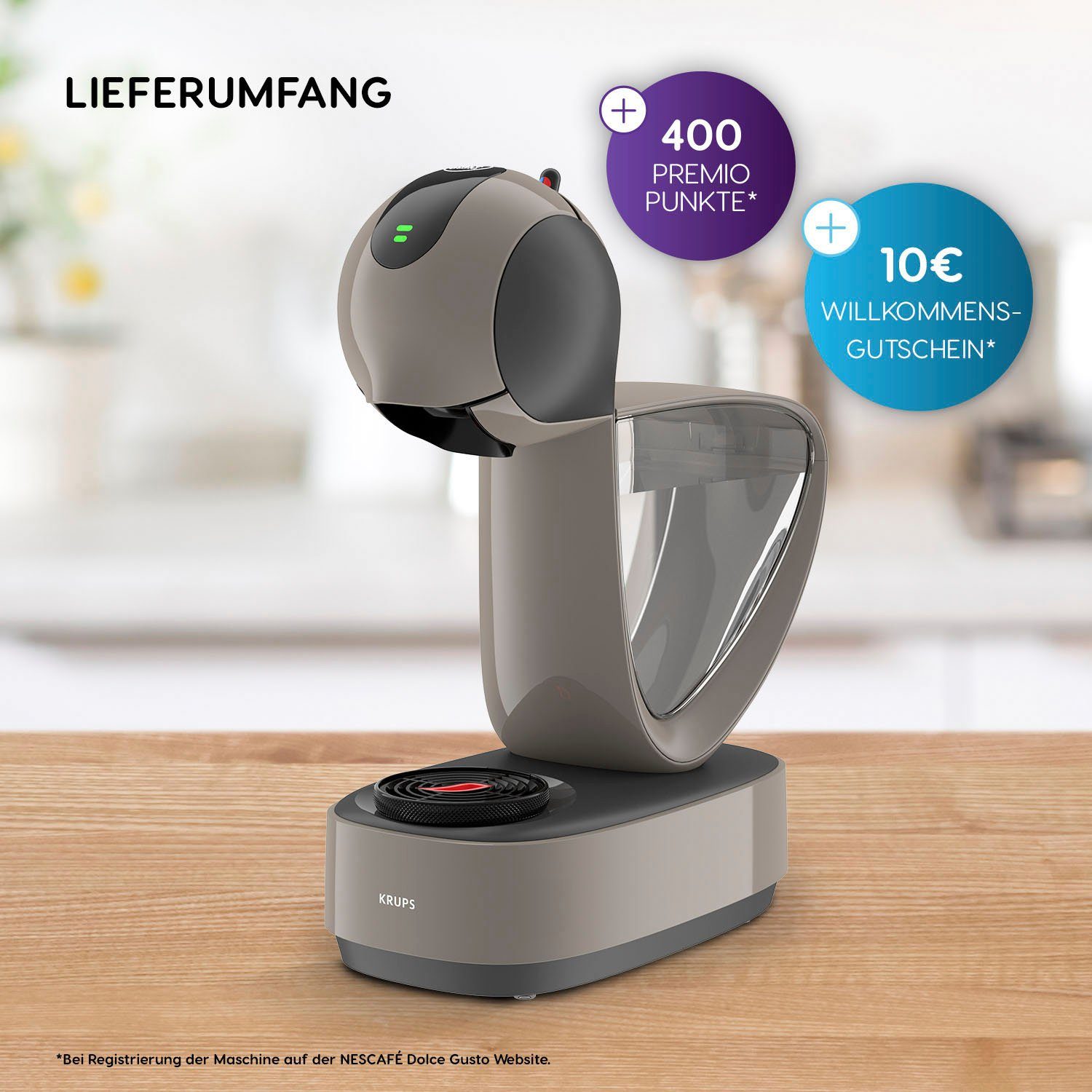 NESCAFÉ® Dolce Gusto® Kapselmaschine Krups, KP270A Infinissima Touch Automatic in Taupe, Hochdrucksystem bis 15 Bar, Touchscreen, Energiesparmodus nach 1 Min.