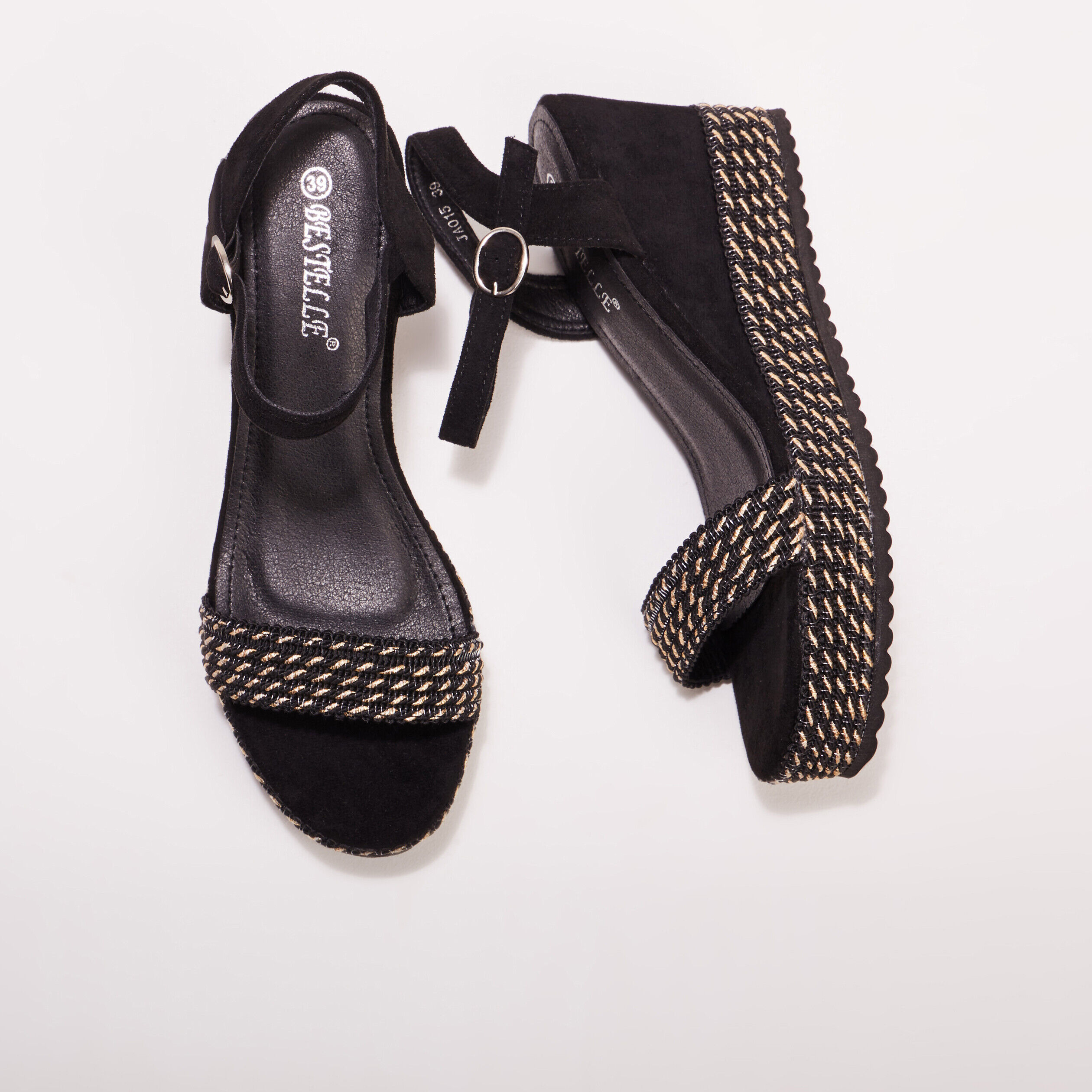 Sandales compensées noir femme | Cache Cache