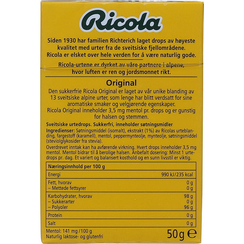 Ricola Ricola Original 50 g sukkerfri