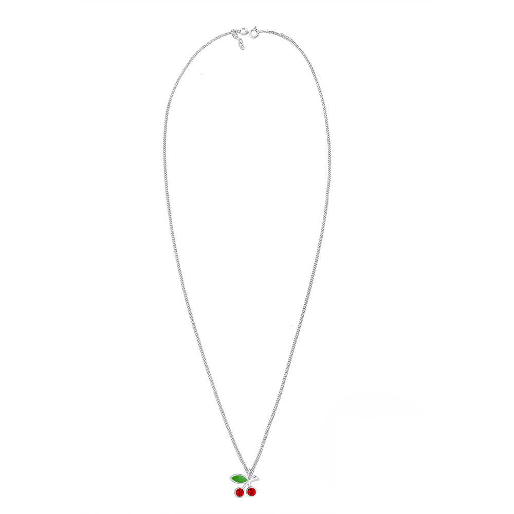 Elli Elli Collier Cerise Pendentif avec Cristaux Mignon Collier Enfants - (925/1000) A collier