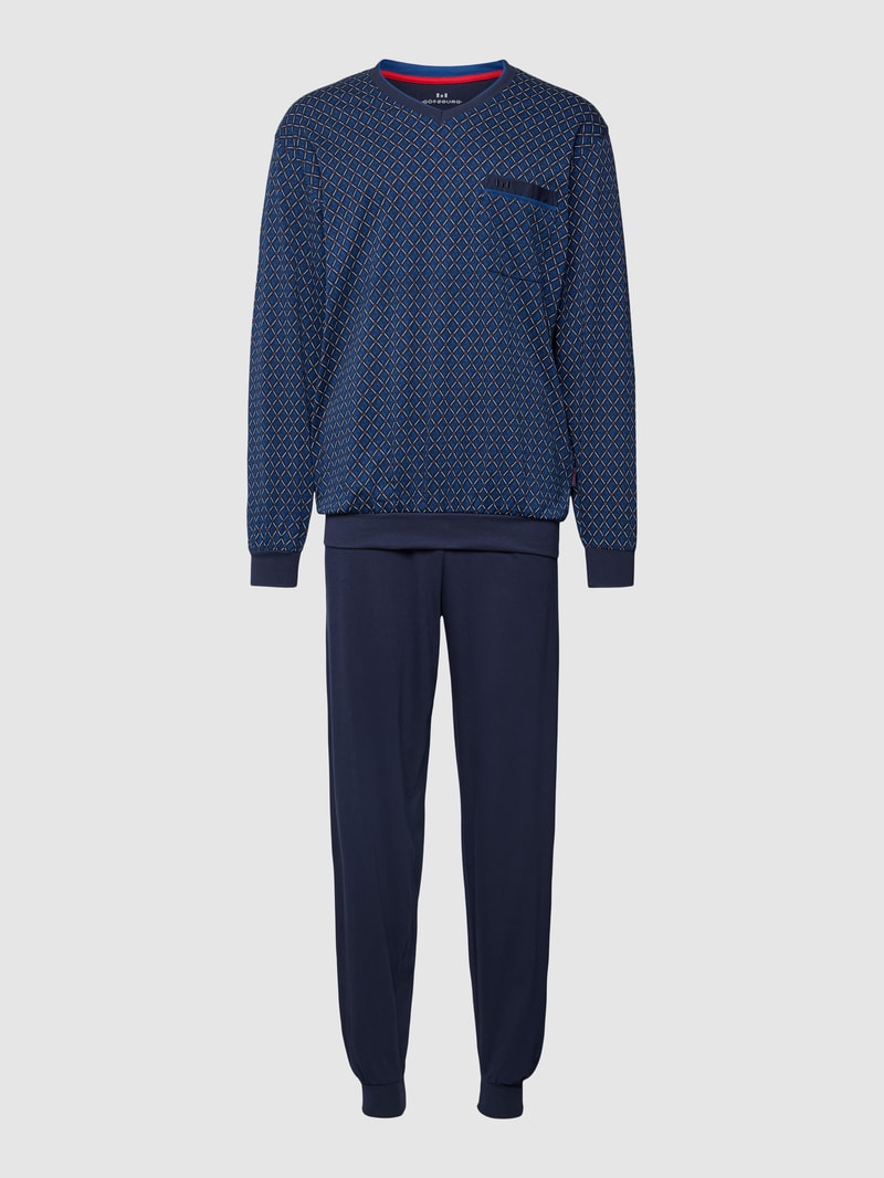 Pyjama mit Brusttasche in dunkelblau