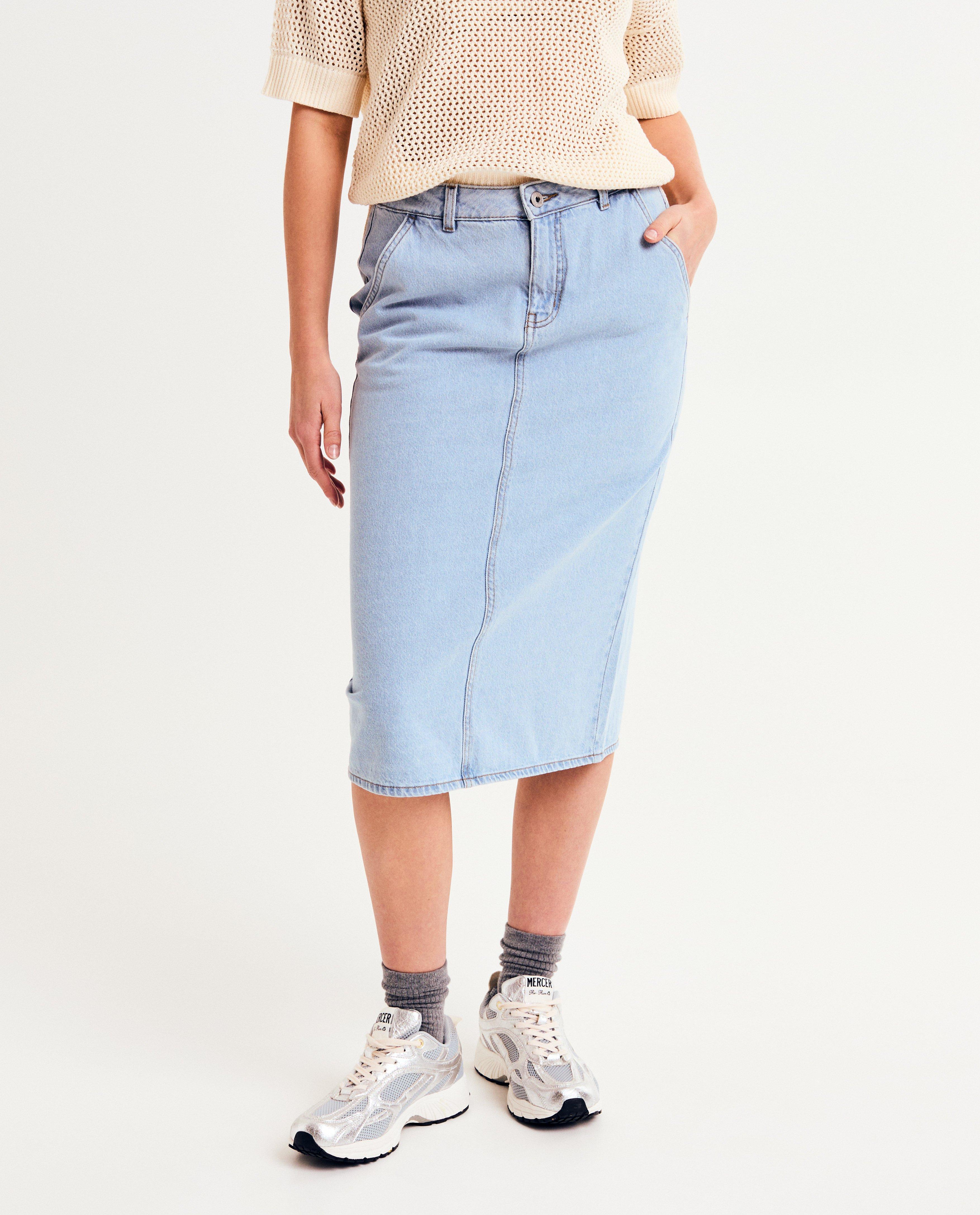Fustă din denim Sora Blue albastru deschis