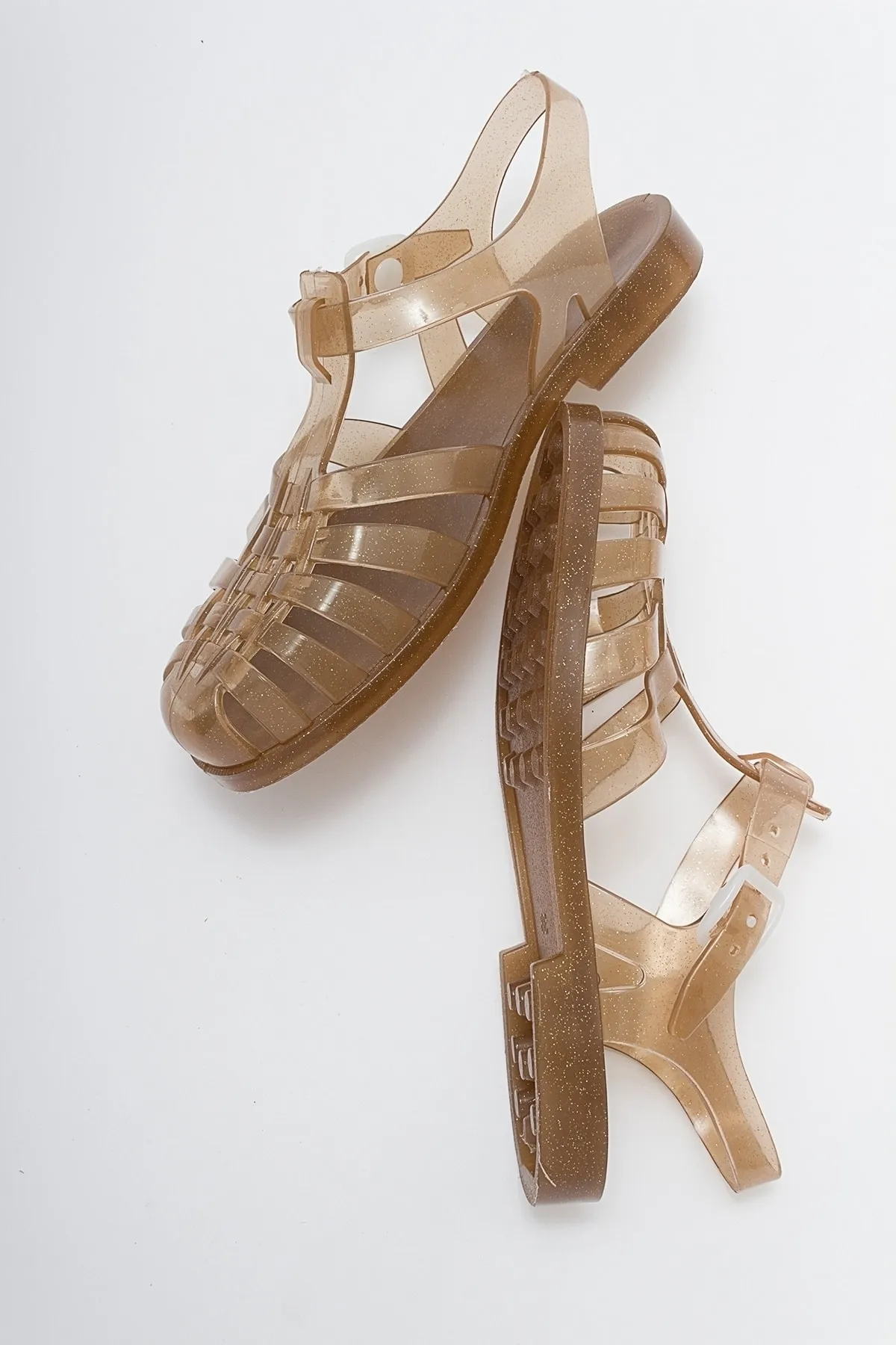 LuviShoes  FLENK Braune, silbrige Damensandalen