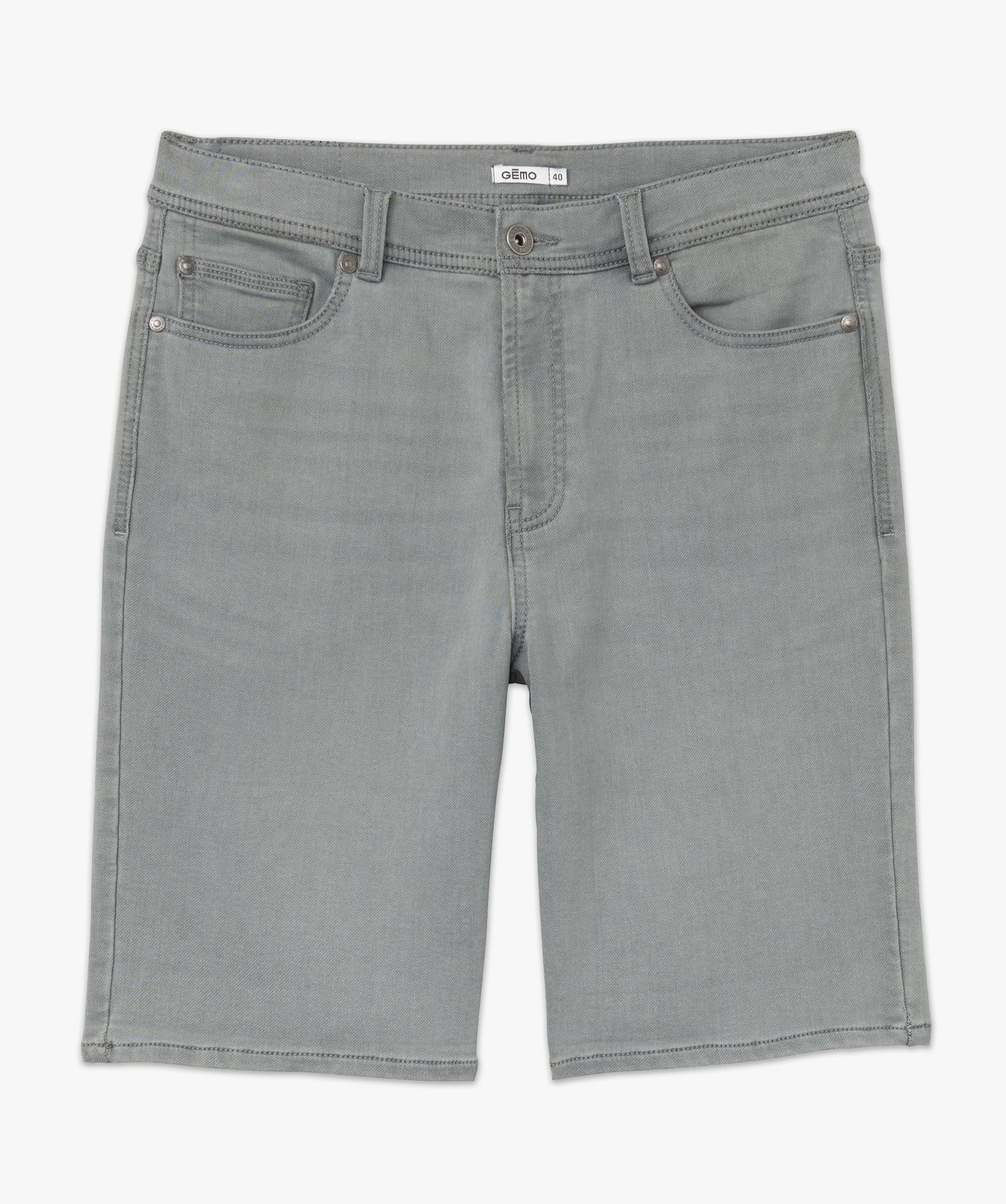 Bermuda en jean homme extensible coupe droite gris | GEMO