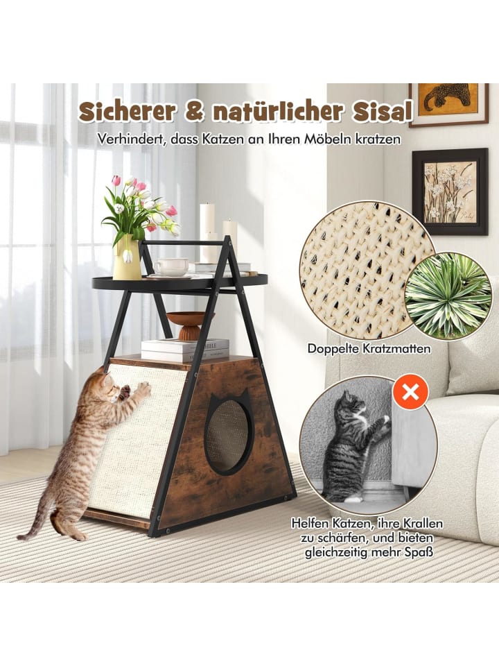 COSTWAY Katzenschrank & Beistelltisch 2 in 1 in Braun günstig kaufen onesize