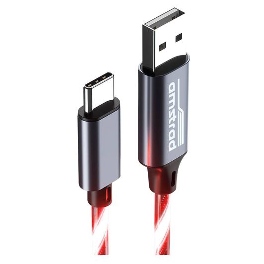 Cablu AMSTRAD USB-A/USB-C LED rotund