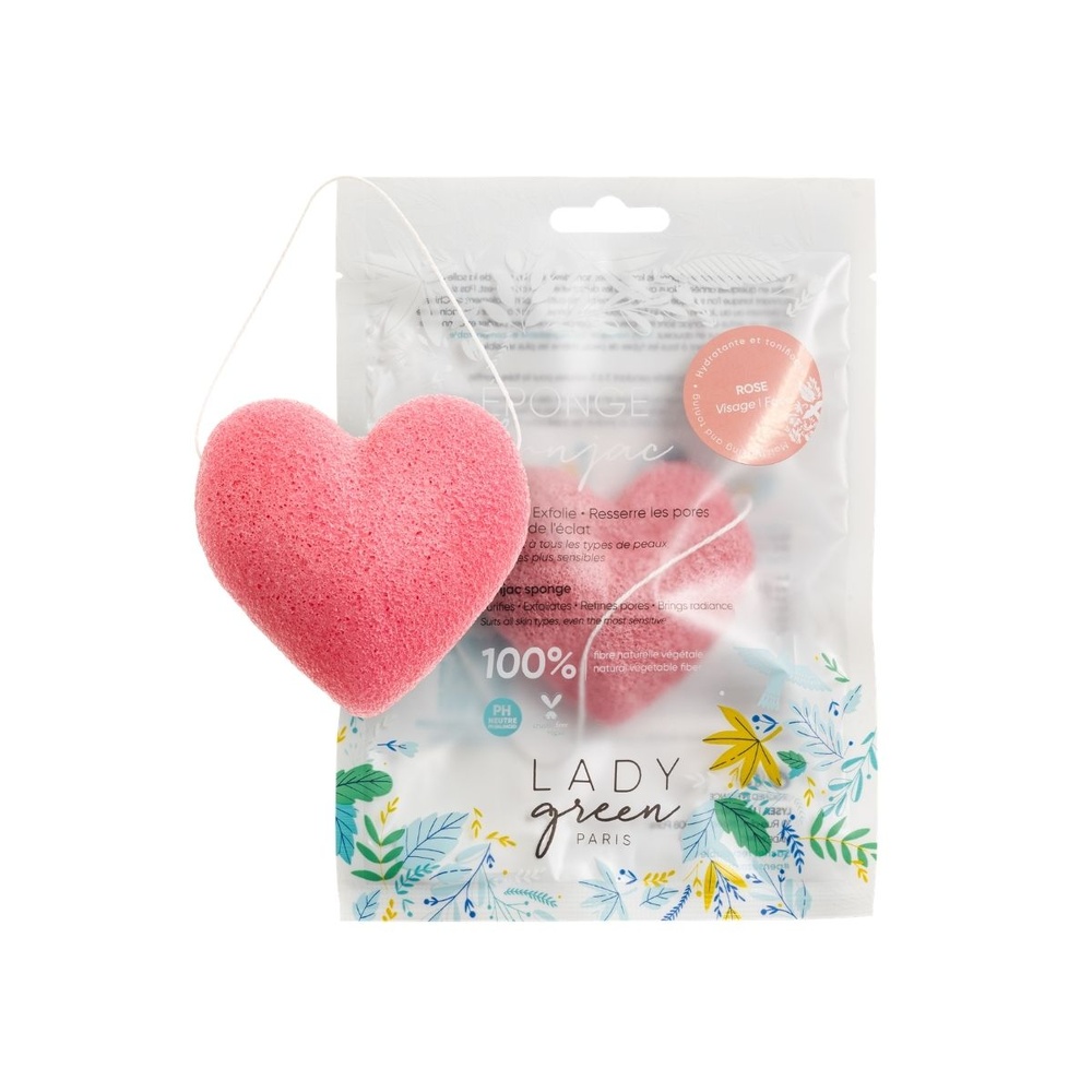 Lady Green Eponge Konjac Visage -  Rose Eponge Konjac