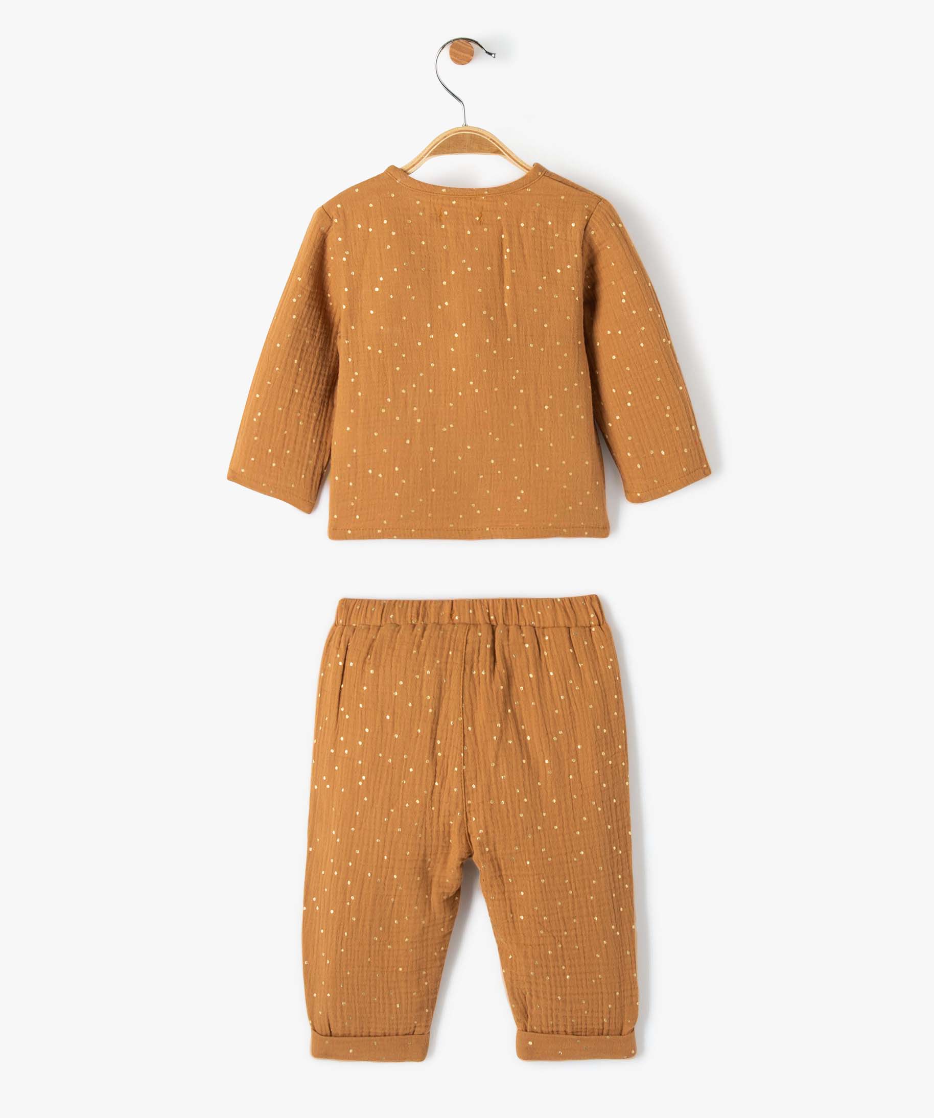 Ensemble bébé 2 pièces : cache-cur + pantalon en double... marron | GEMO
