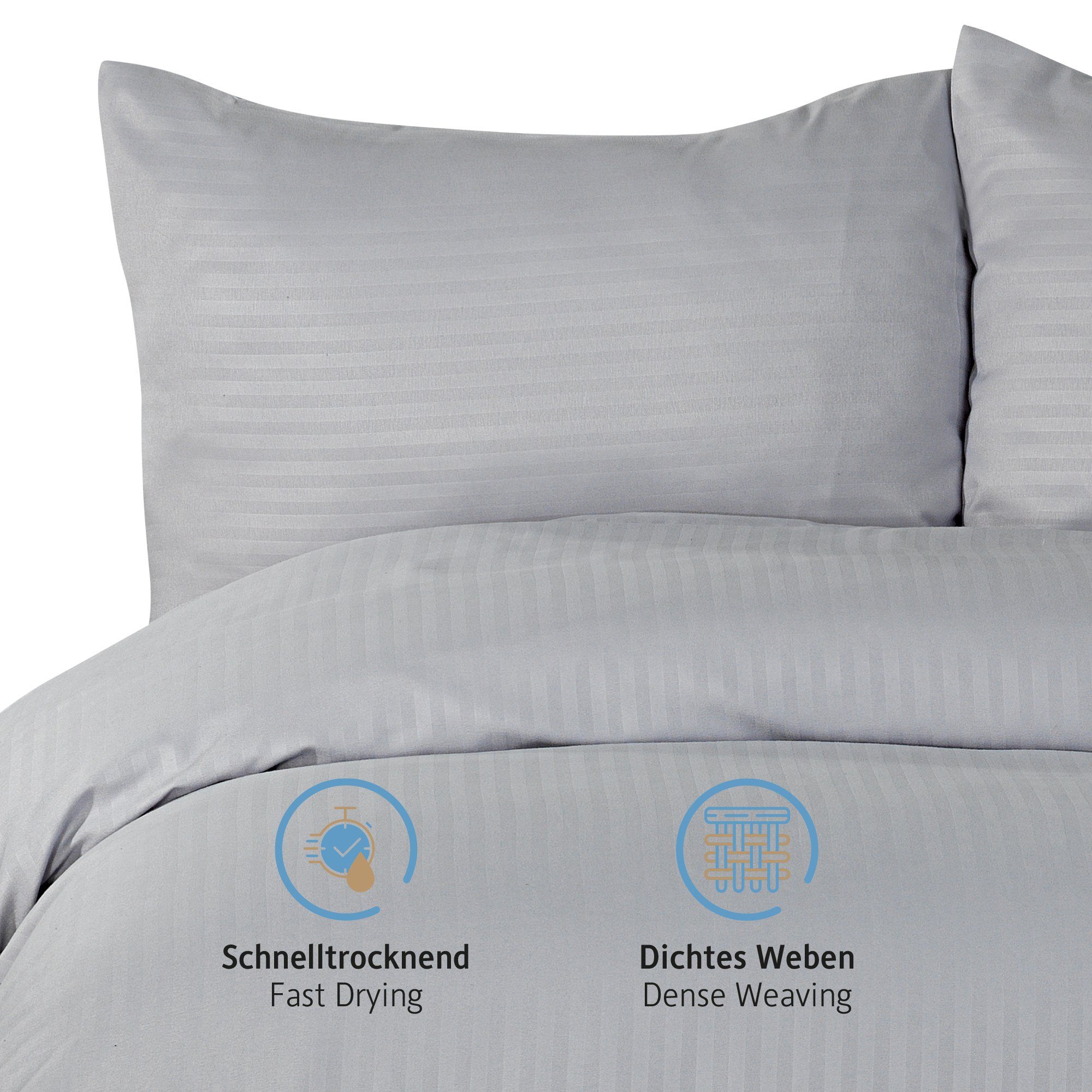 Bettwäsche Deluxe, 2&3 Teilig, 140x200 cm, 155x220 cm, 200x200 cm oder 220x240 cm, Komfortec, 100 % Mikrofaser (120 g/m), 2 teilig, Bettwäsche-Sets 140x200 cm mit Reißverschluss, Weich und Bügelfrei