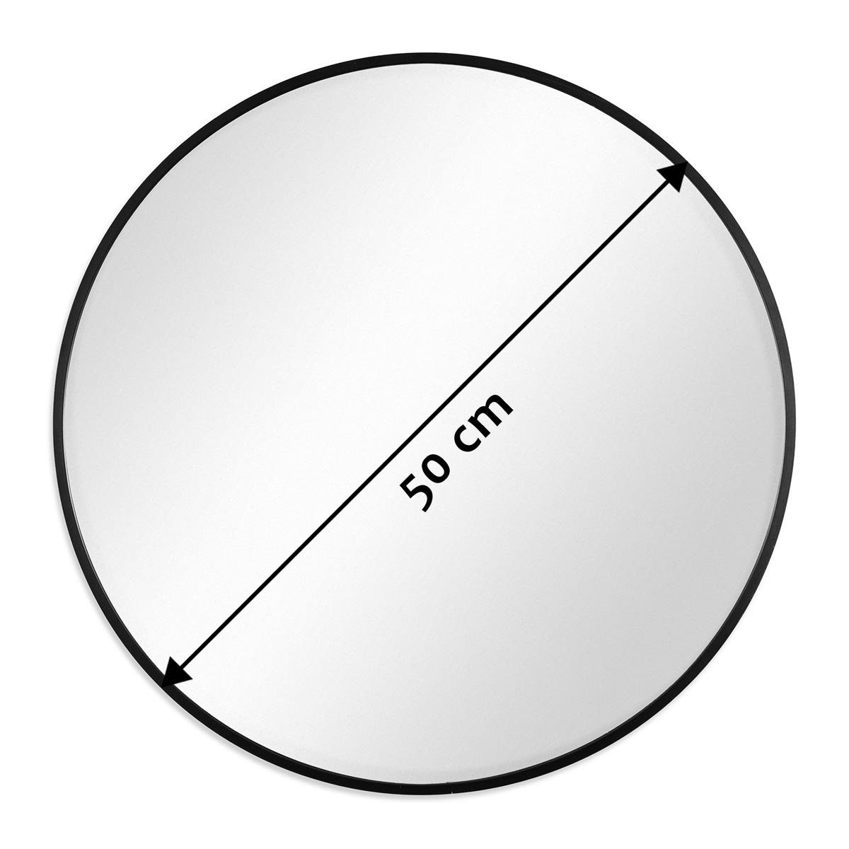 PHOTOLINI Spiegel rund mit Metallrahmen, eleganter Wandspiegel, schmaler Rahmen