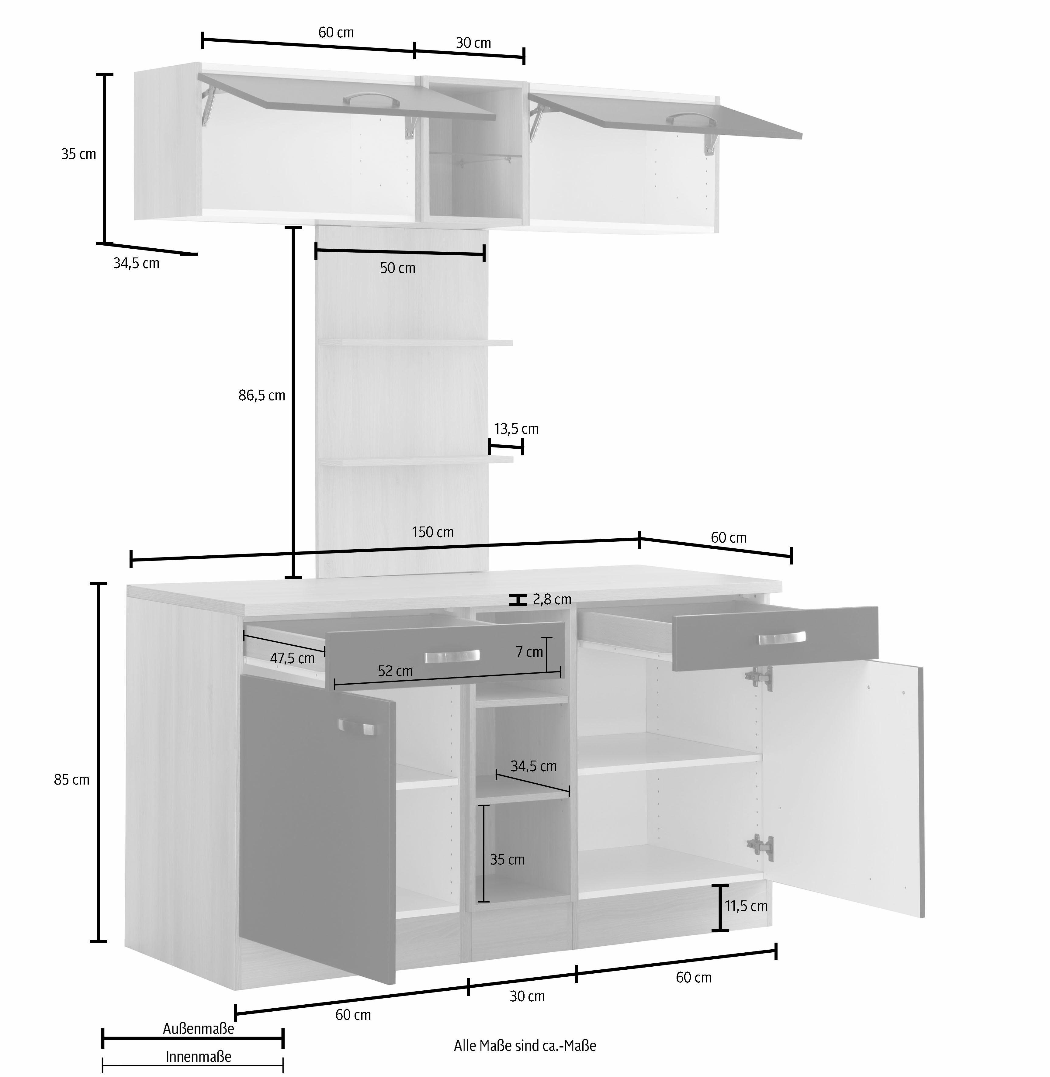 OPTIFIT Buffet Faro, mit Metallgriffen, Breite 150 cm
