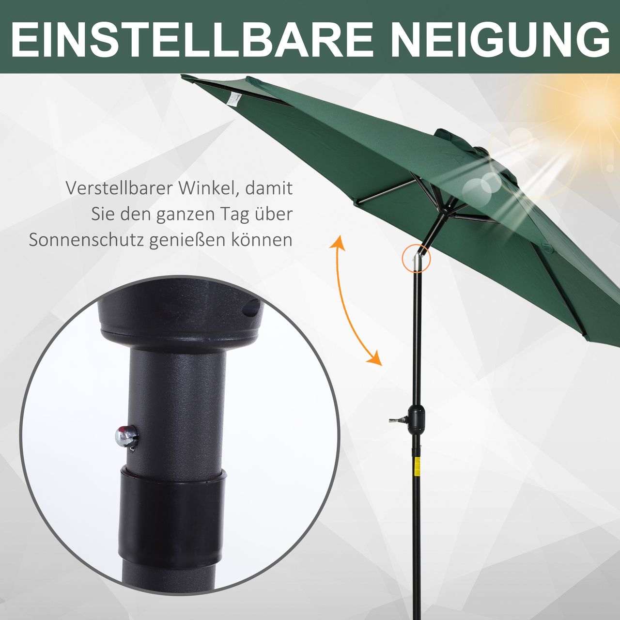 Outsunny Sonnenschirm Knickschirm Gartenschirm Marktschirm Handkurbel