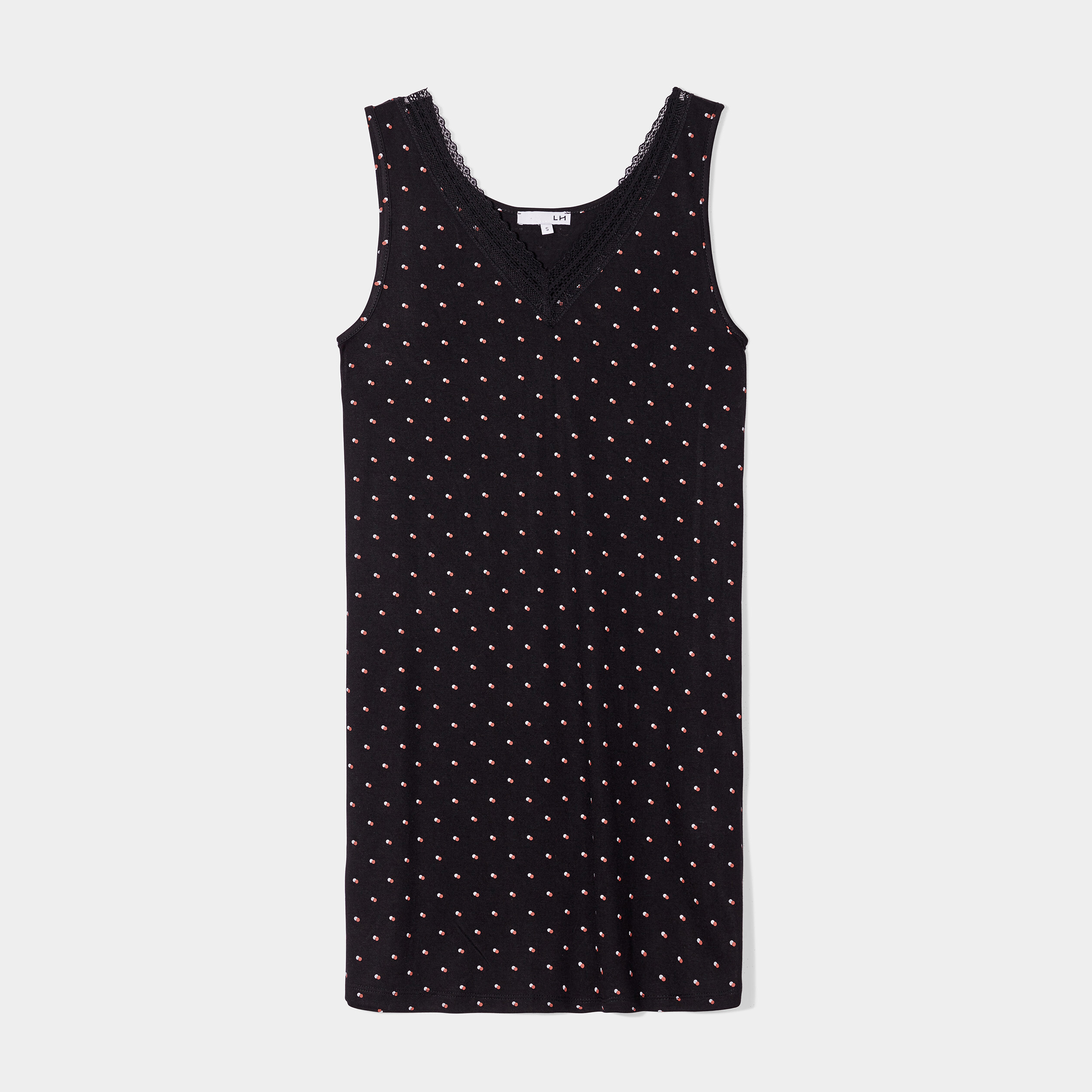 Chemise de nuit sans manches noir femme | La Halle