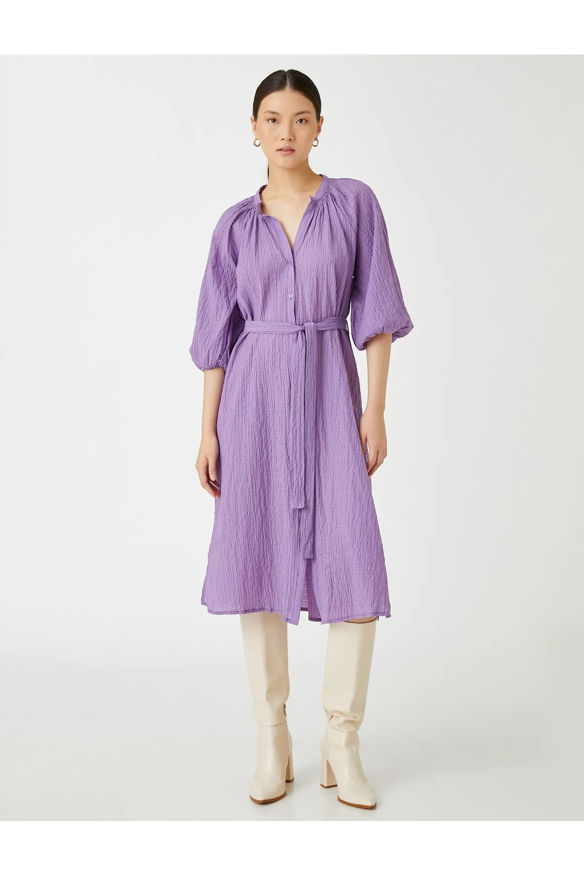 Koton  Midikleid mit kurzen Ärmeln und Gürtel