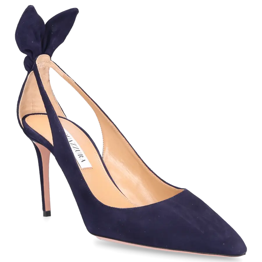 Aquazzura - Pumps BOW TIE 85 Veloursleder - blau