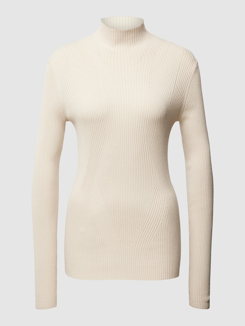 Strickpullover mit Stehkragen in ecru