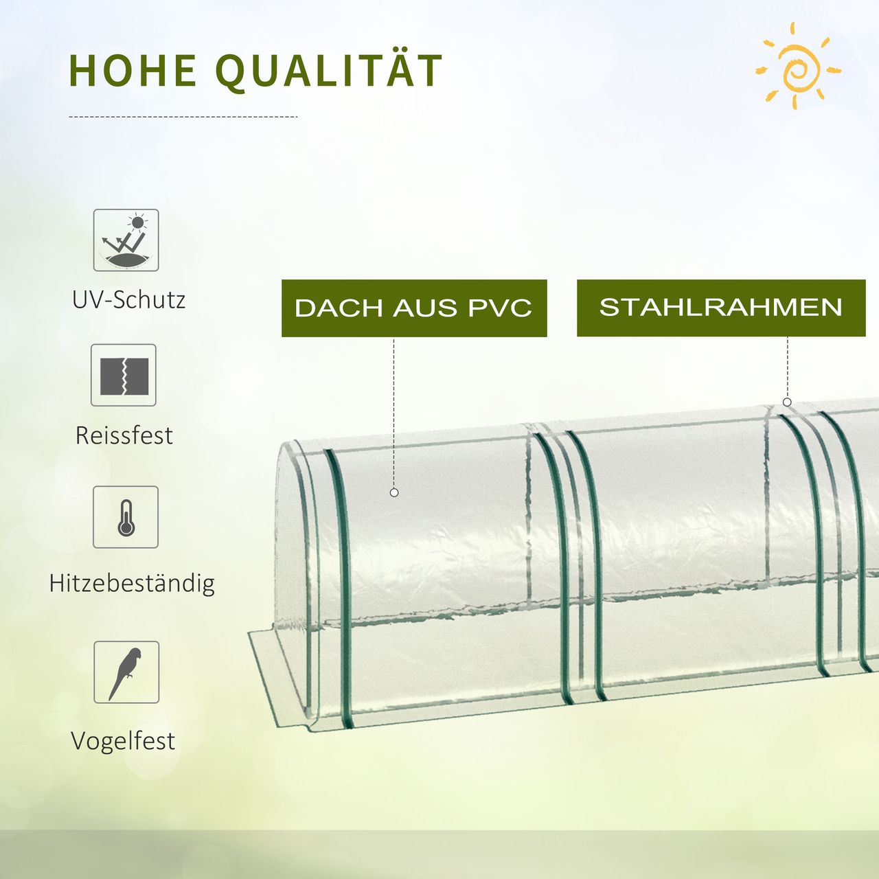 Outsunny Foliengewächshaus Treibhaus Gewächshaus mit Tür Frühbeet Stahl PVC