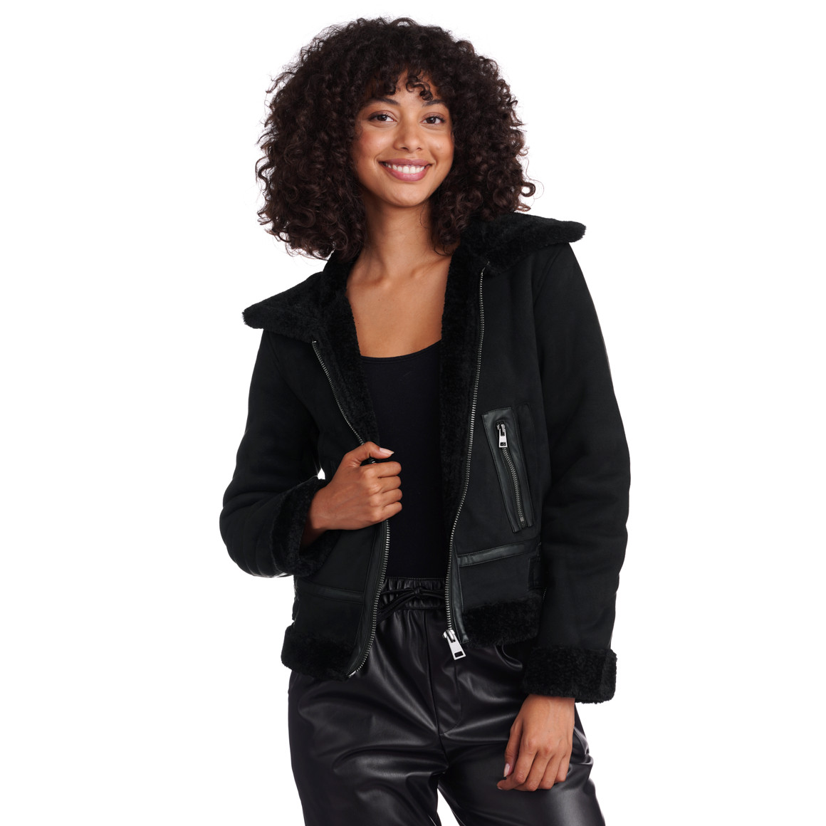 Damen Jacke mit Lammfellimitat gefüttert