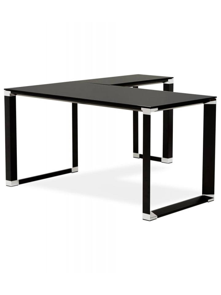 KADIMA DESIGN Eckschreibtisch Schwarz Metall Glas | Modernes Design in Schwarz günstig kaufen