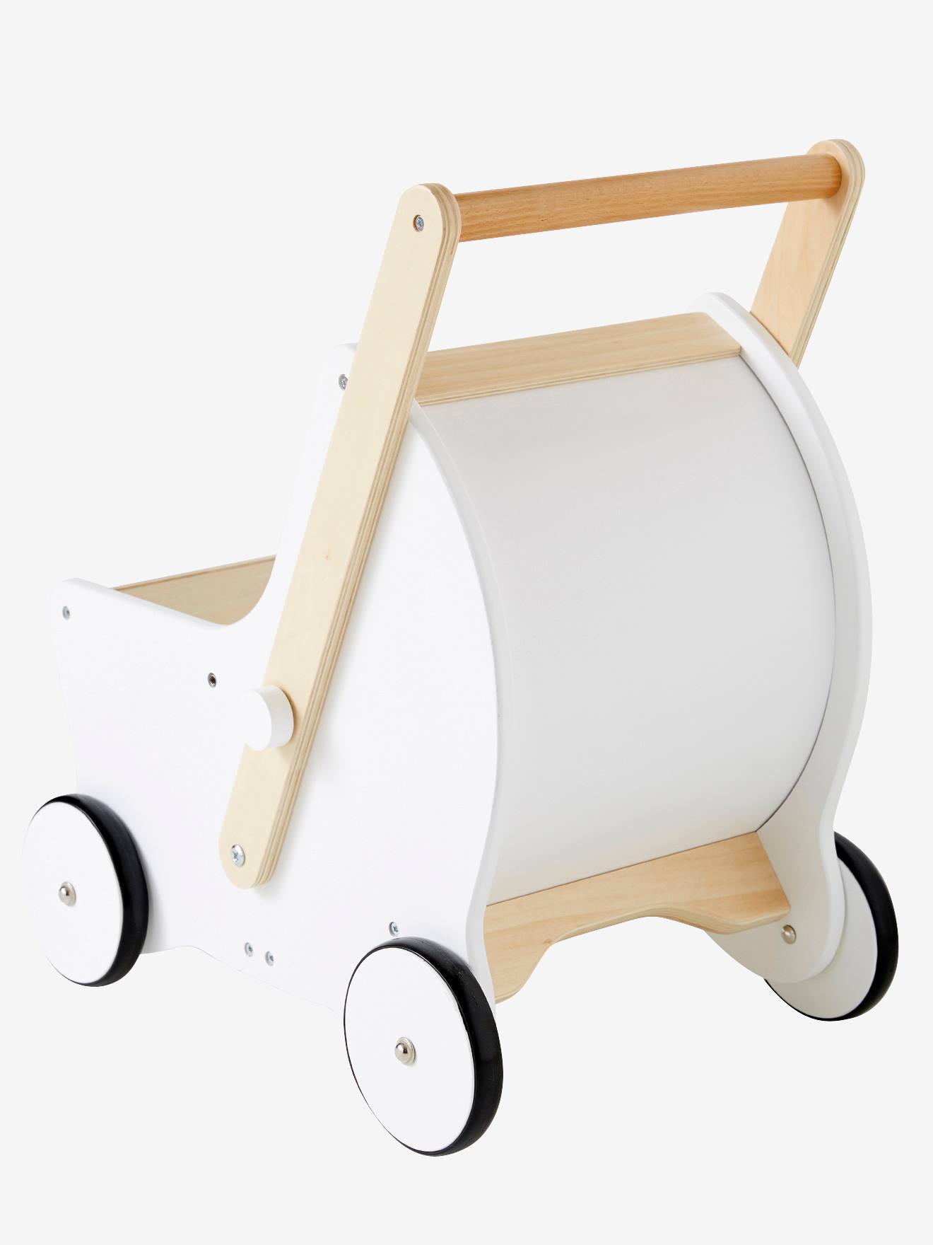 Vertbaudet 2-in-1 Puppen-Kinderwagen, Lauflernwagen Holz FSC - weiß/natur petite maison