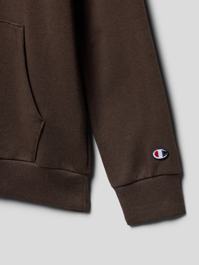 Hoodie mit Label-Stitching in schokobraun