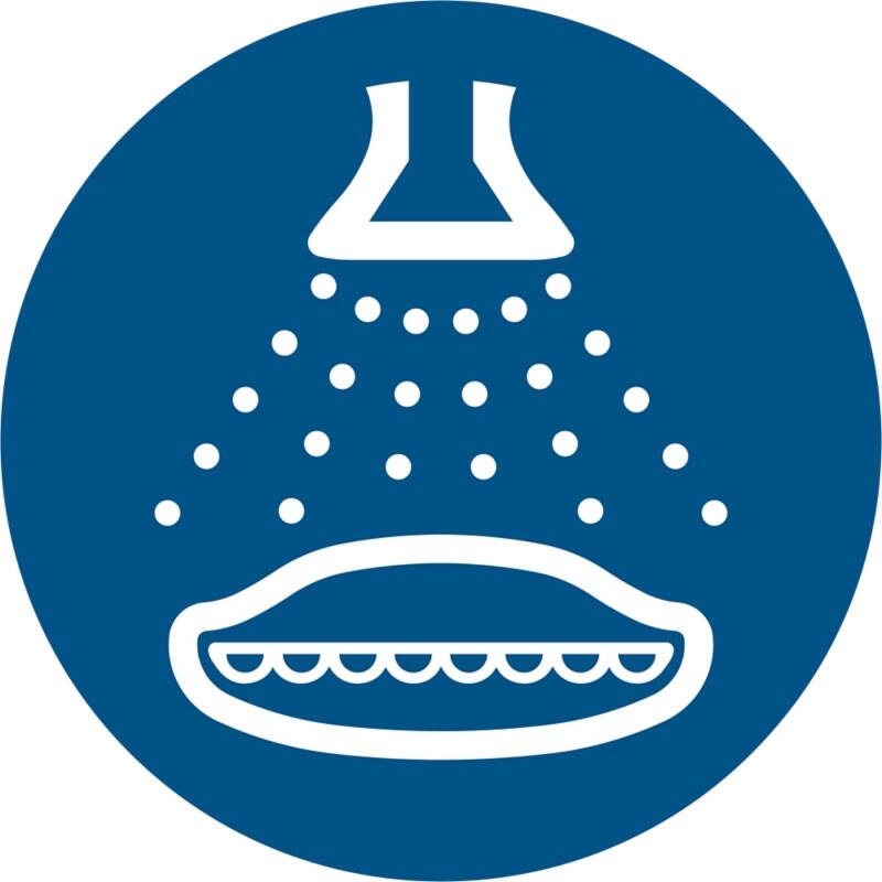 Djois Warnschild Wassersprühanlage anschalten beim Aussetzvorgang Klebstoff, einschraubbar PP (Polypropylen) 20 (B) x 0,14 (H) cm 3 Stück