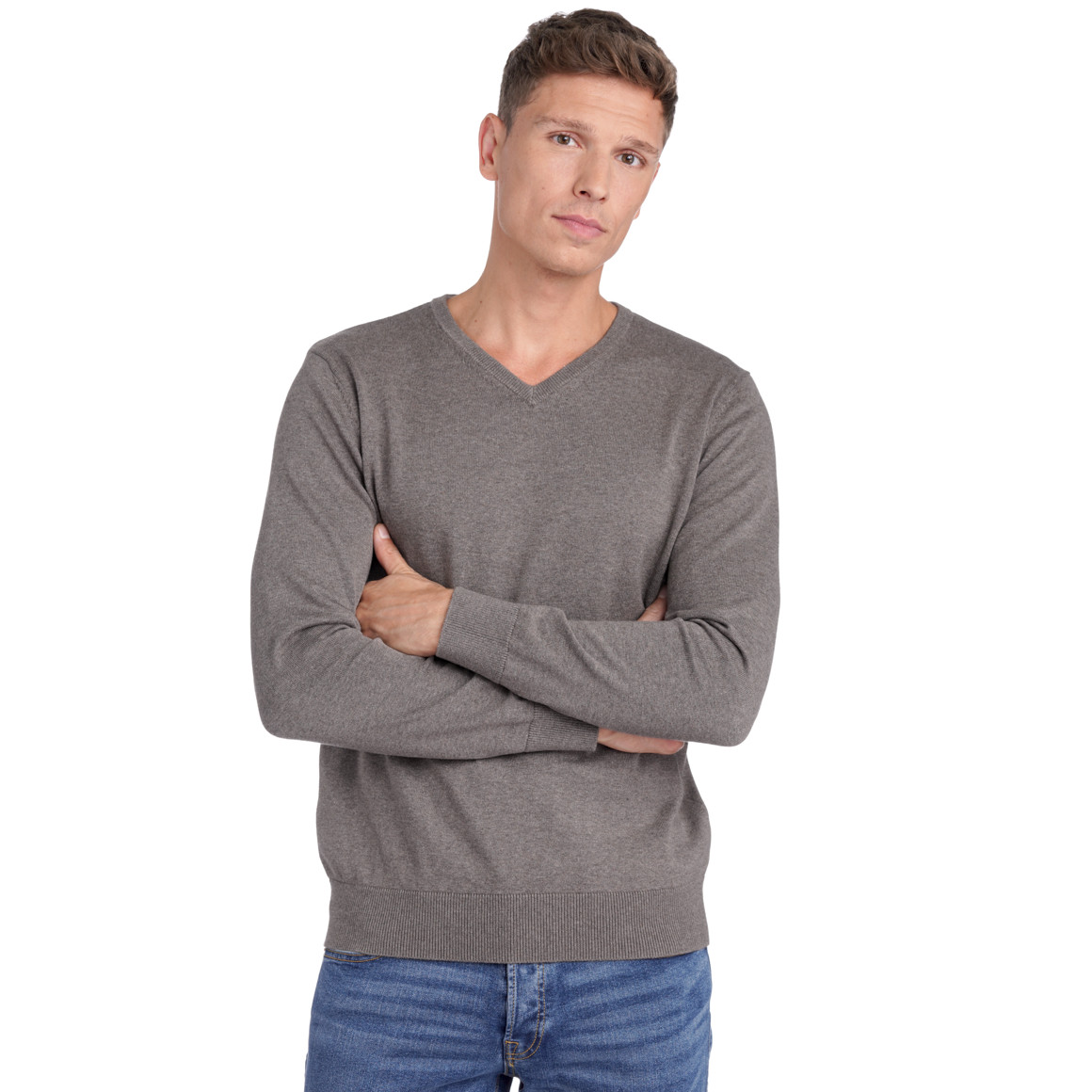 Herren Feinstrickpullover mit V-Ausschnitt
